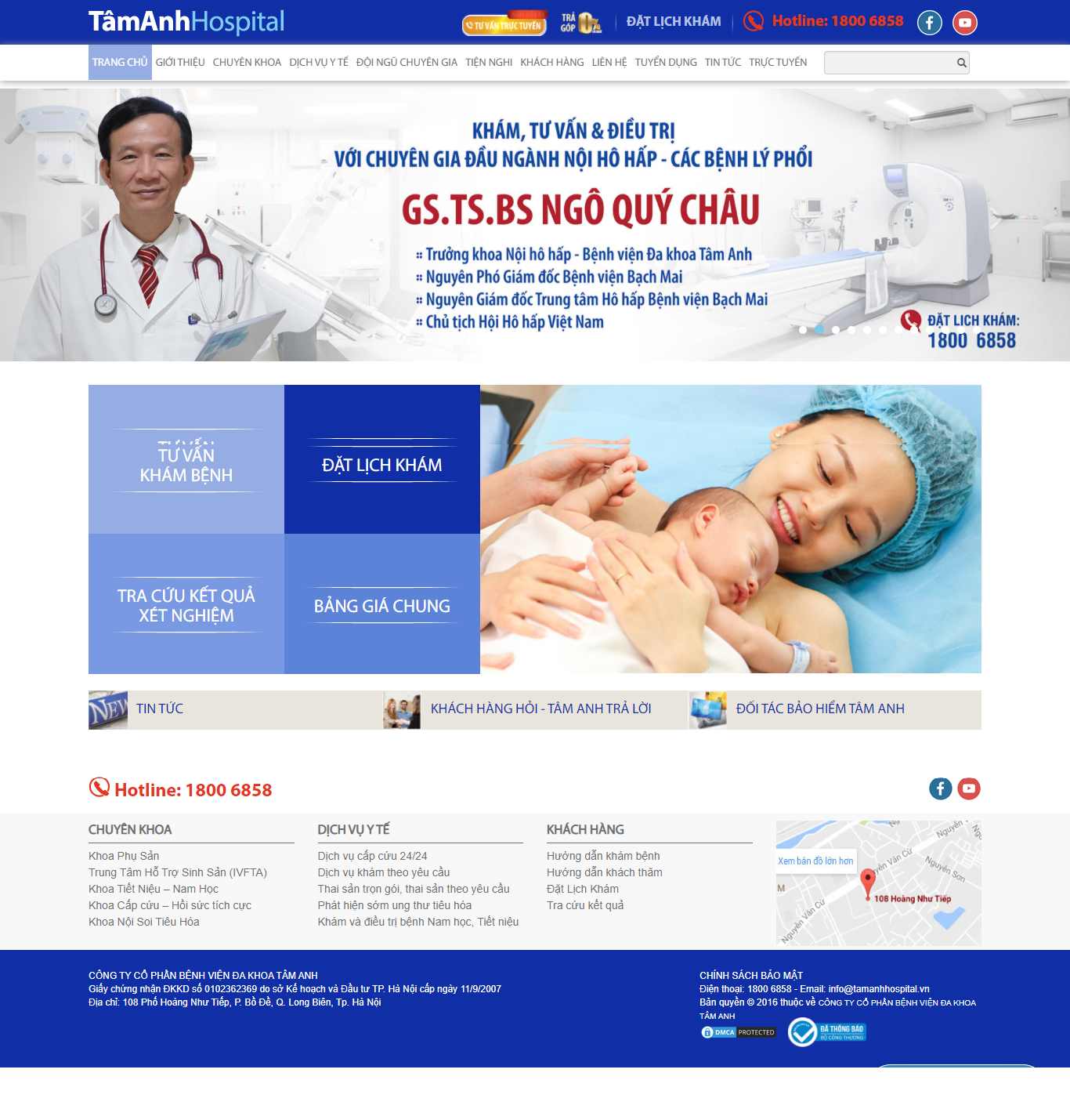 Thiết kế Website web bệnh viện - tamanhhospitalvn