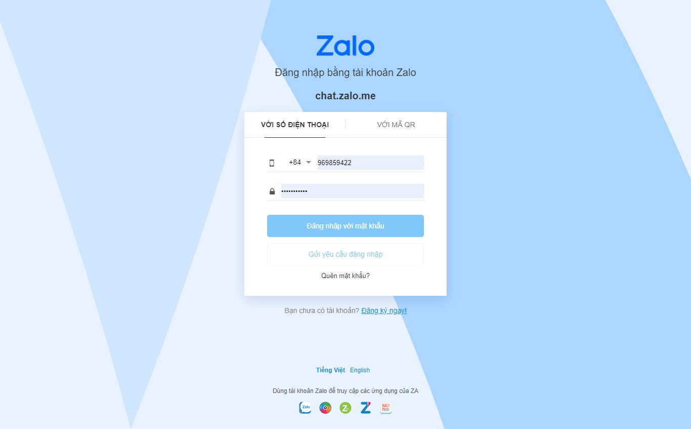 Thiết kế Website web zalo - idzalome