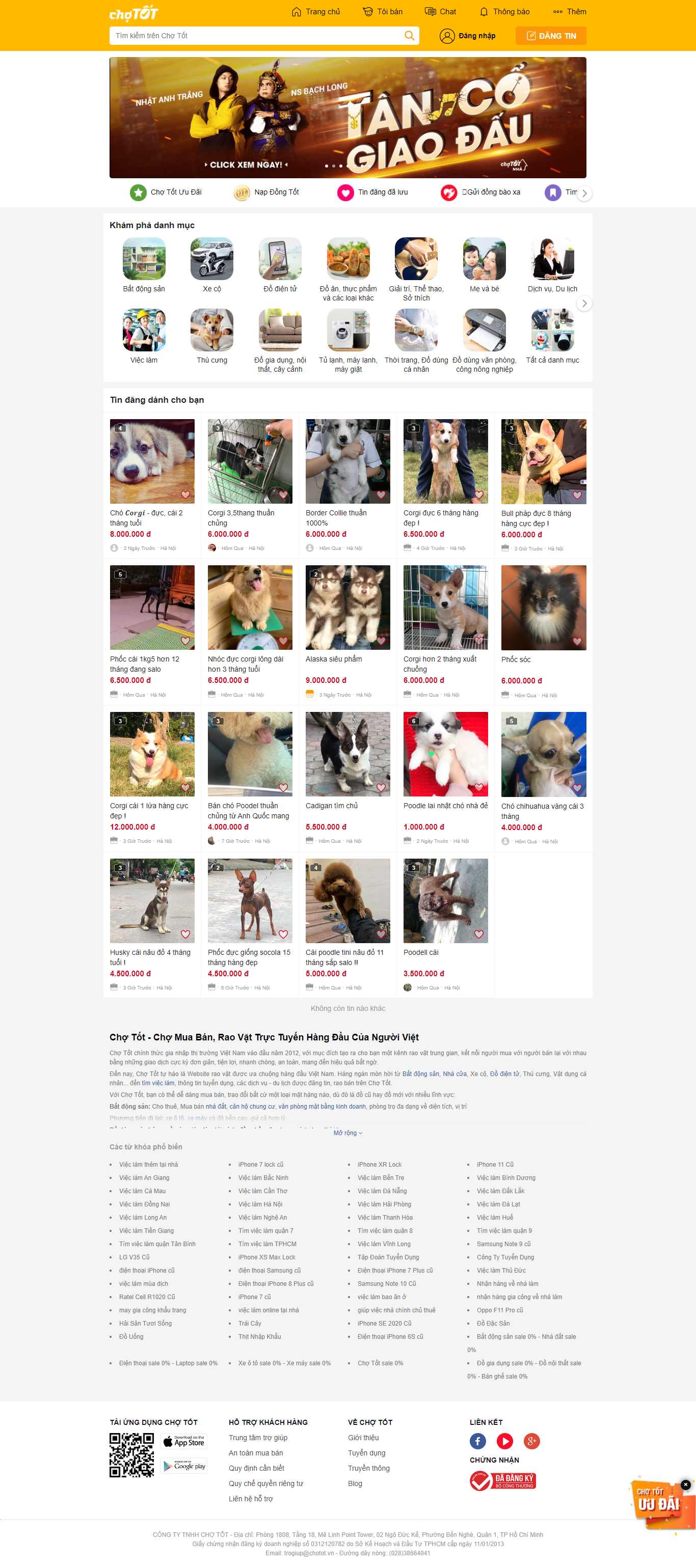 Thiết kế Website web chợ tốt - wwwchototcom