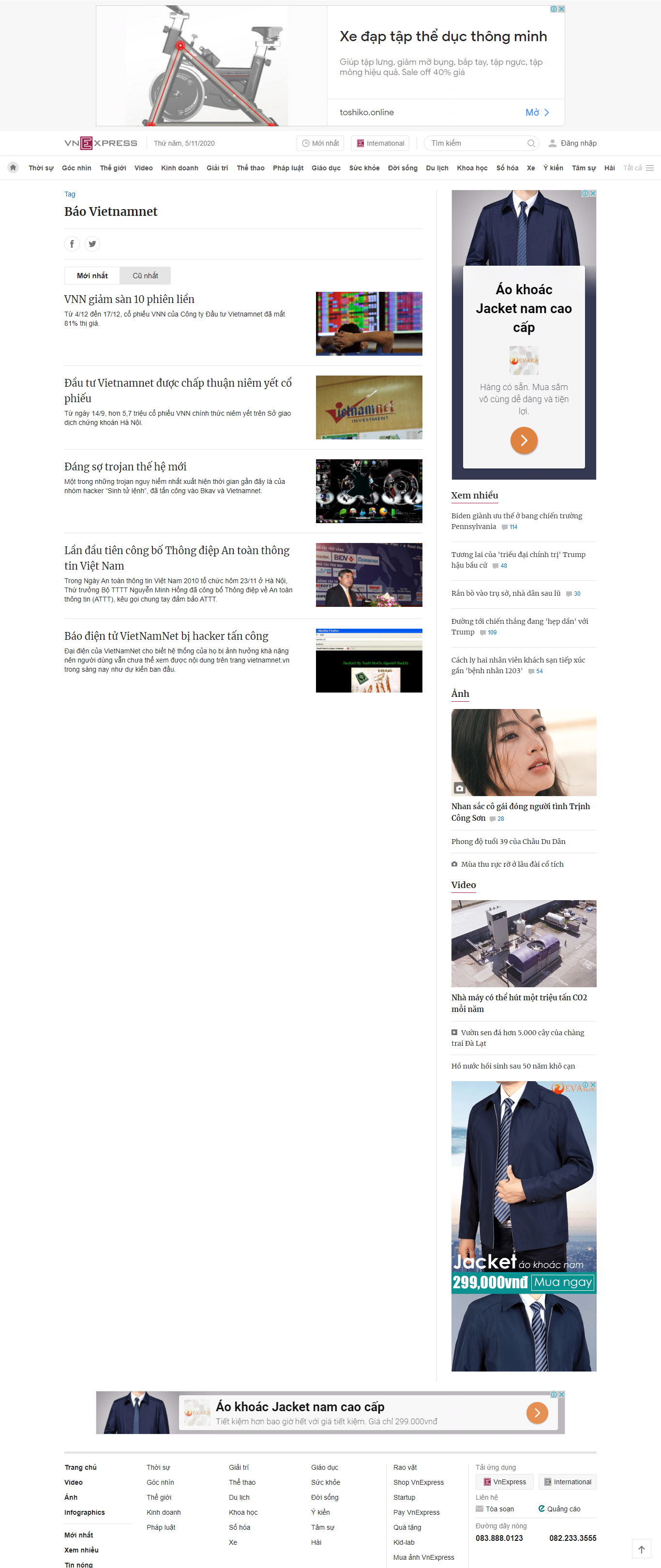 Thiết kế Website web vietnamnet - vnexpressnet