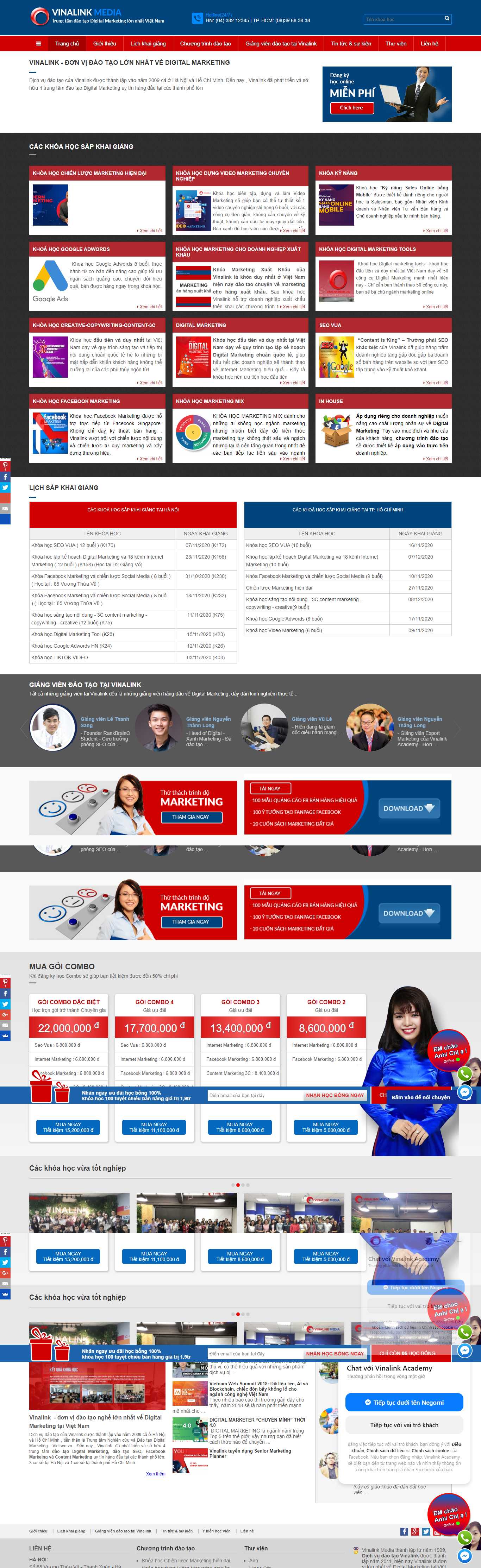 Thiết kế Website web đào tạo seo - wwwvinalinkeduvn
