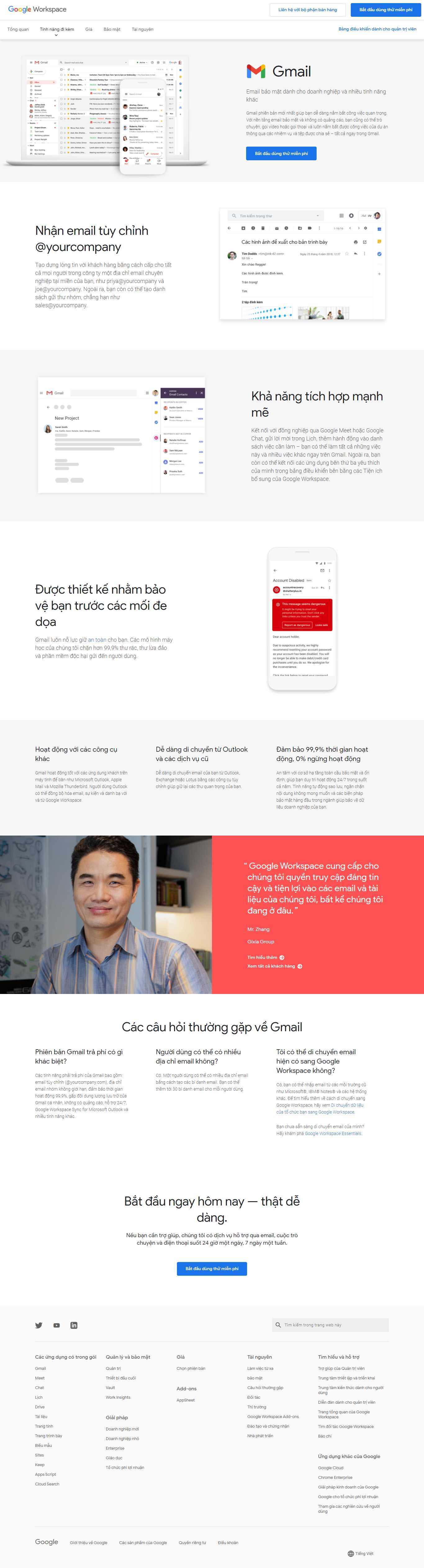Thiết kế Website web gmail - workspacegooglecomvn