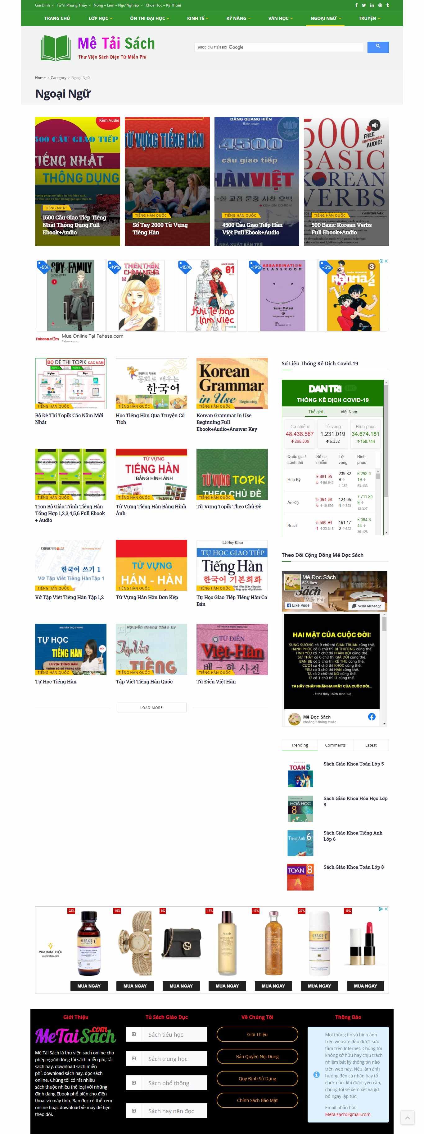 Thiết kế Website web sách học ngoại ngữ - metaisachcom