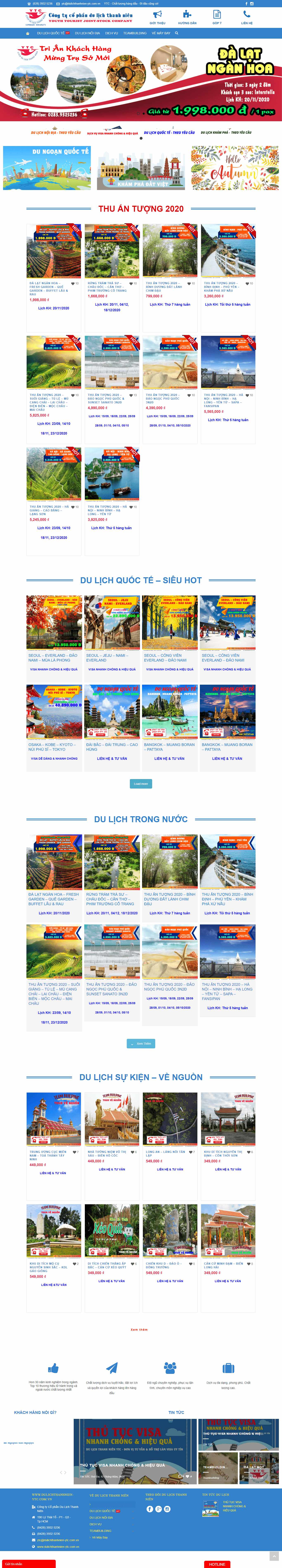 Thiết kế Website web thanh niên - dulichthanhnien-ytccomvn