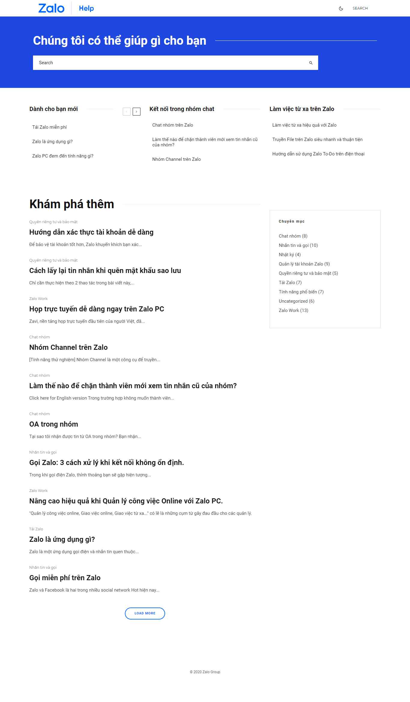 Thiết kế Website web zalo - helpzalome