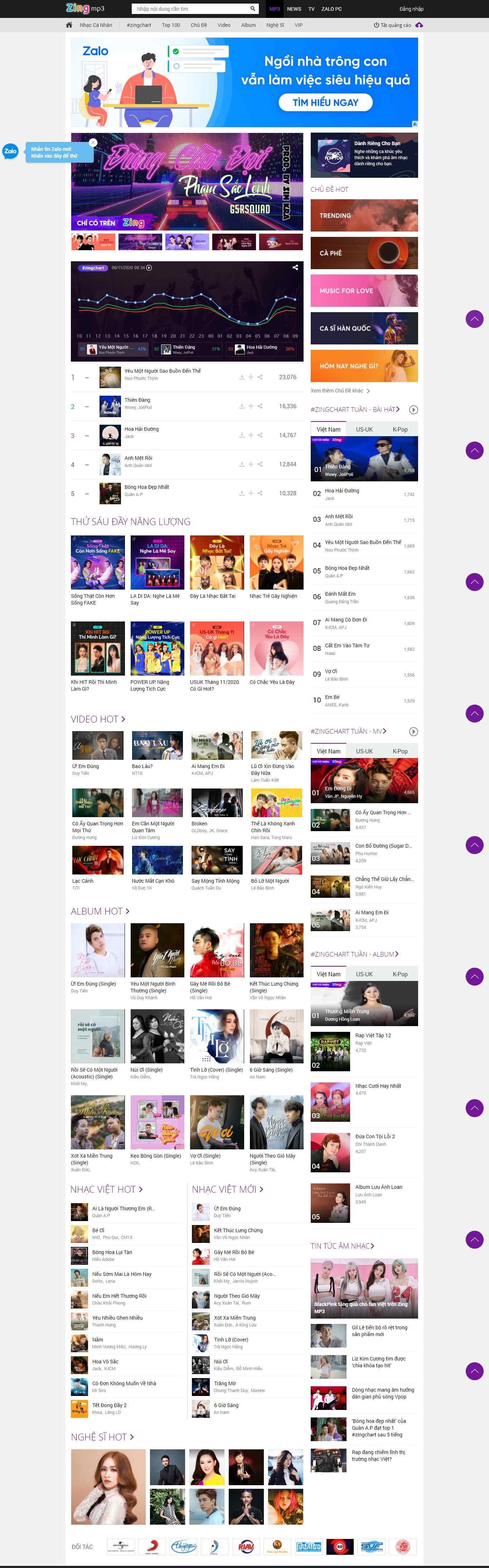 Thiết kế Website web nhạc của tui - mp3zingvn