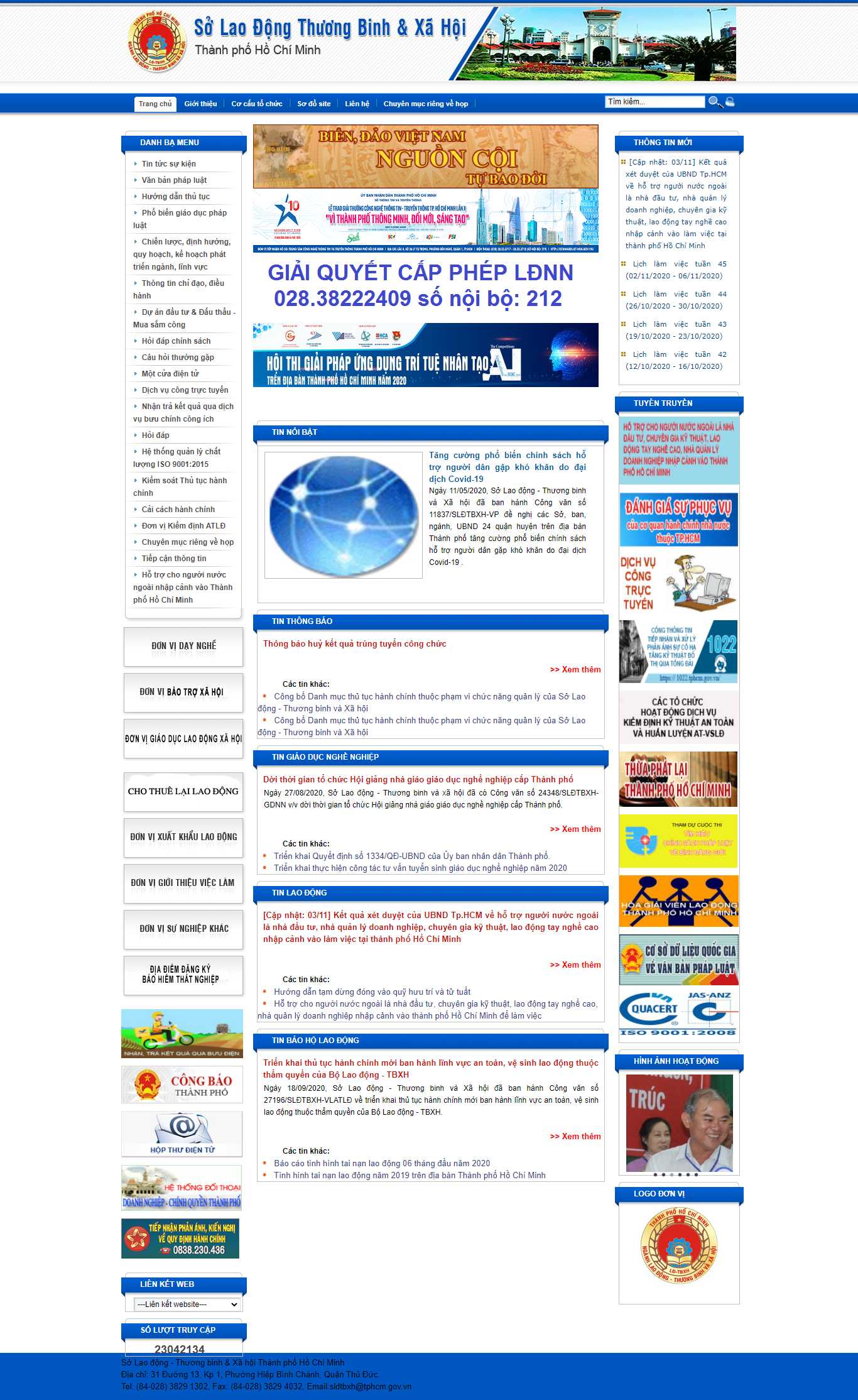 Thiết kế Website web người lao động - wwwsldtbxhhochiminhcitygovvn