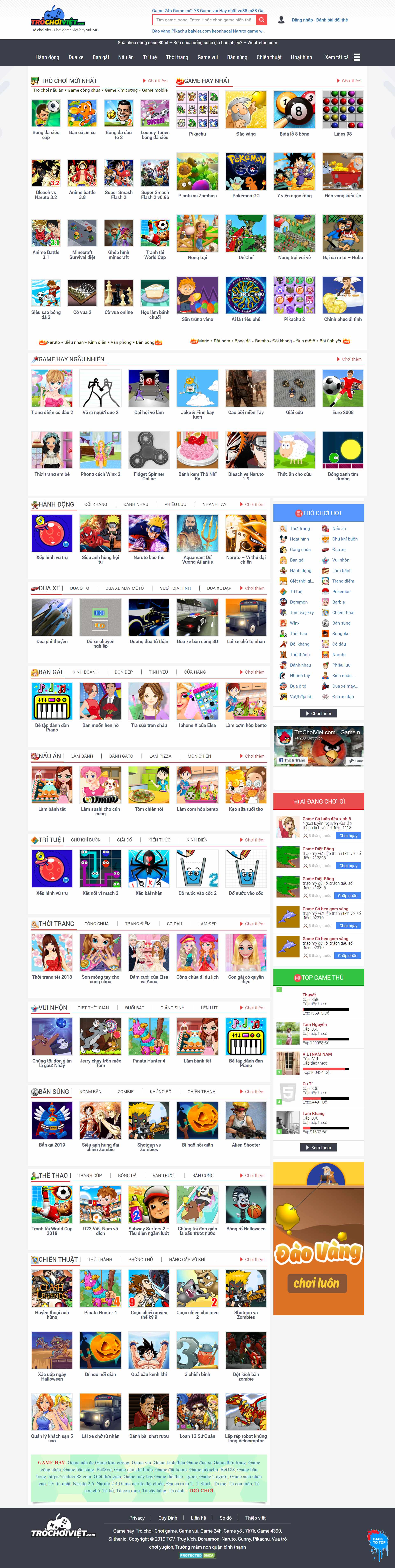 Thiết kế Website web chơi game online - wwwtrochoivietcom