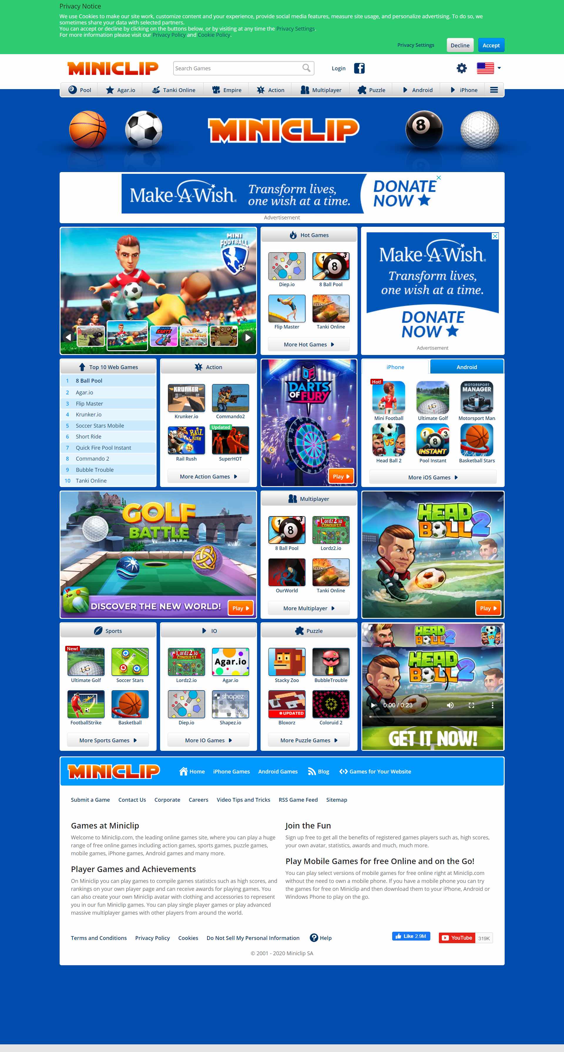 Thiết kế Website web chơi game online - miniclipcom