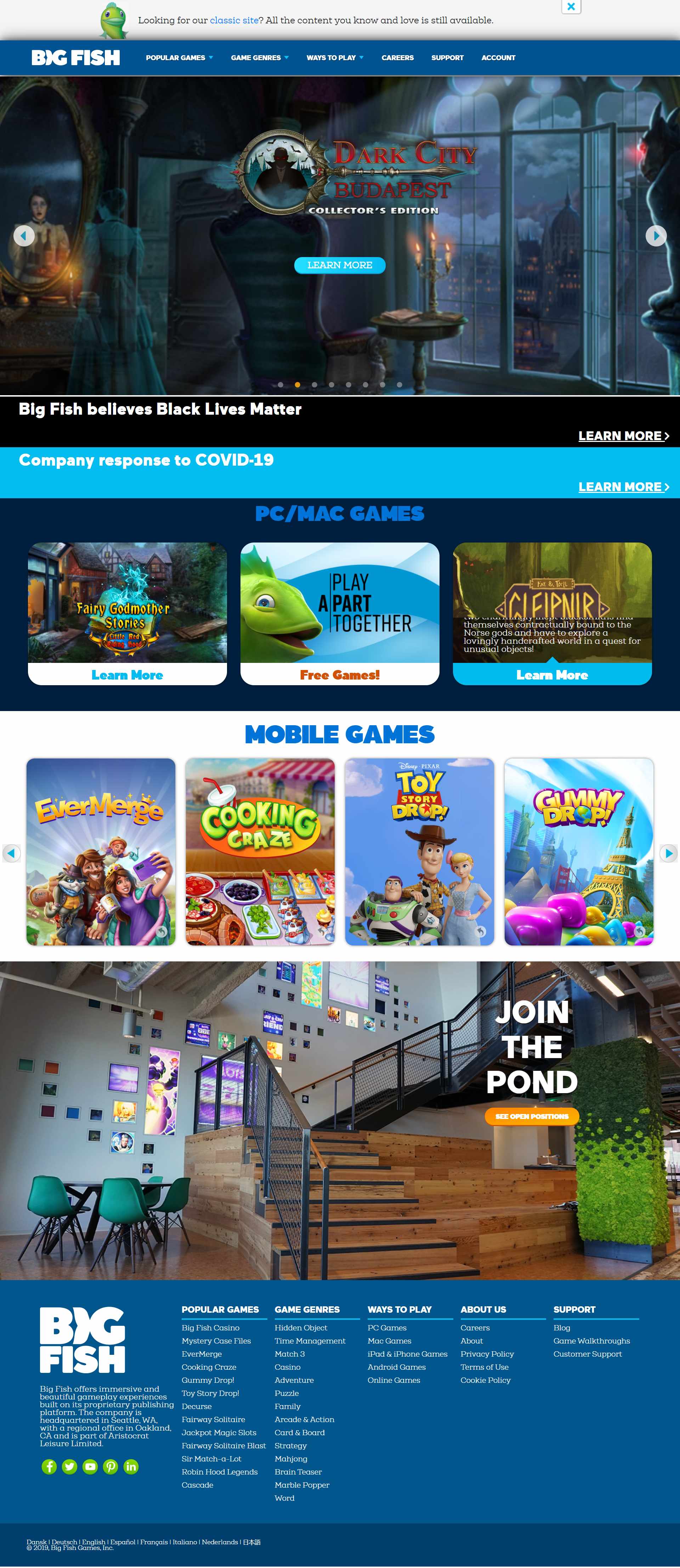 Thiết kế Website web chơi game online - wwwbigfishgamescom