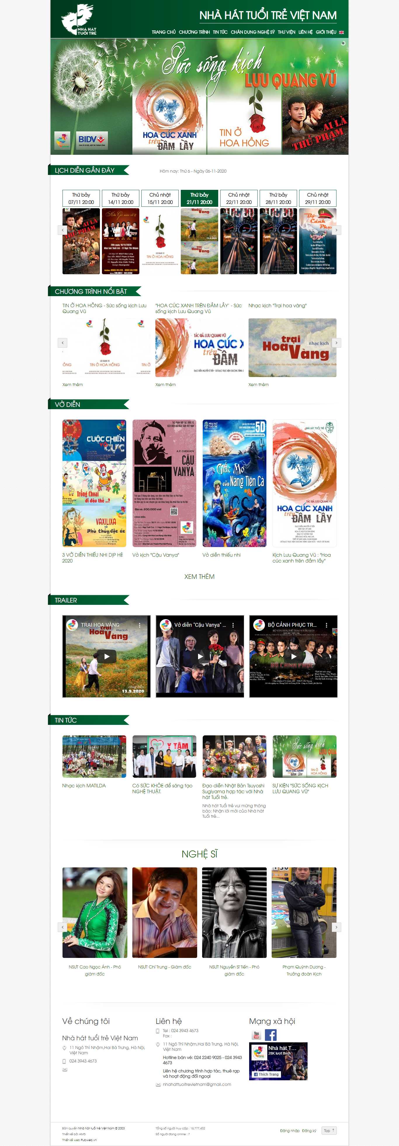 Thiết kế Website web tuổi trẻ - wwwnhahattuoitrevn