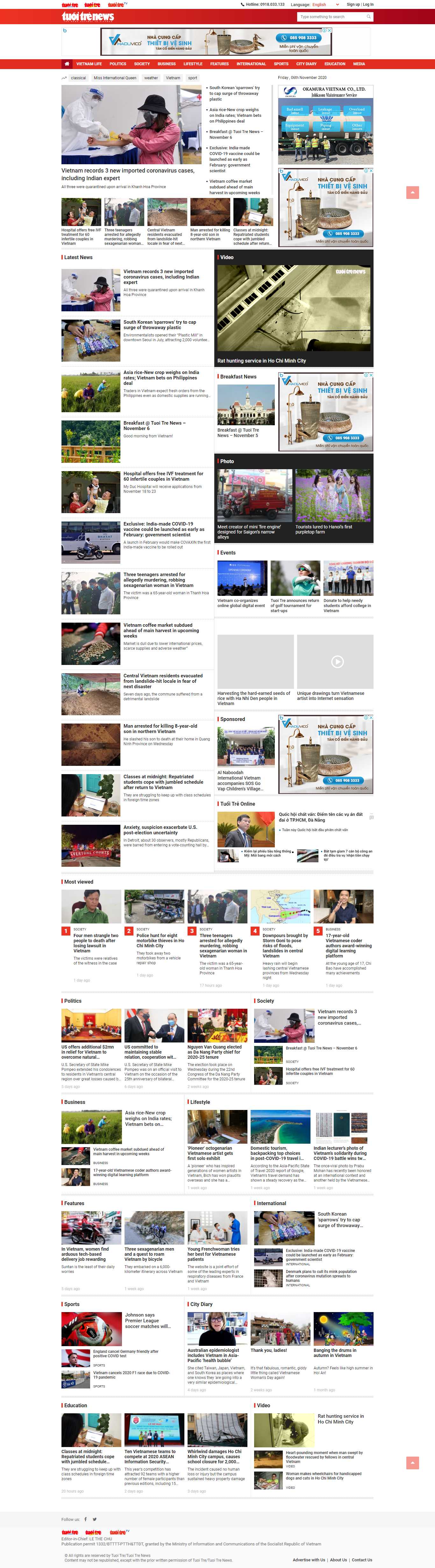 Thiết kế Website web tuổi trẻ - tuoitrenewsvn
