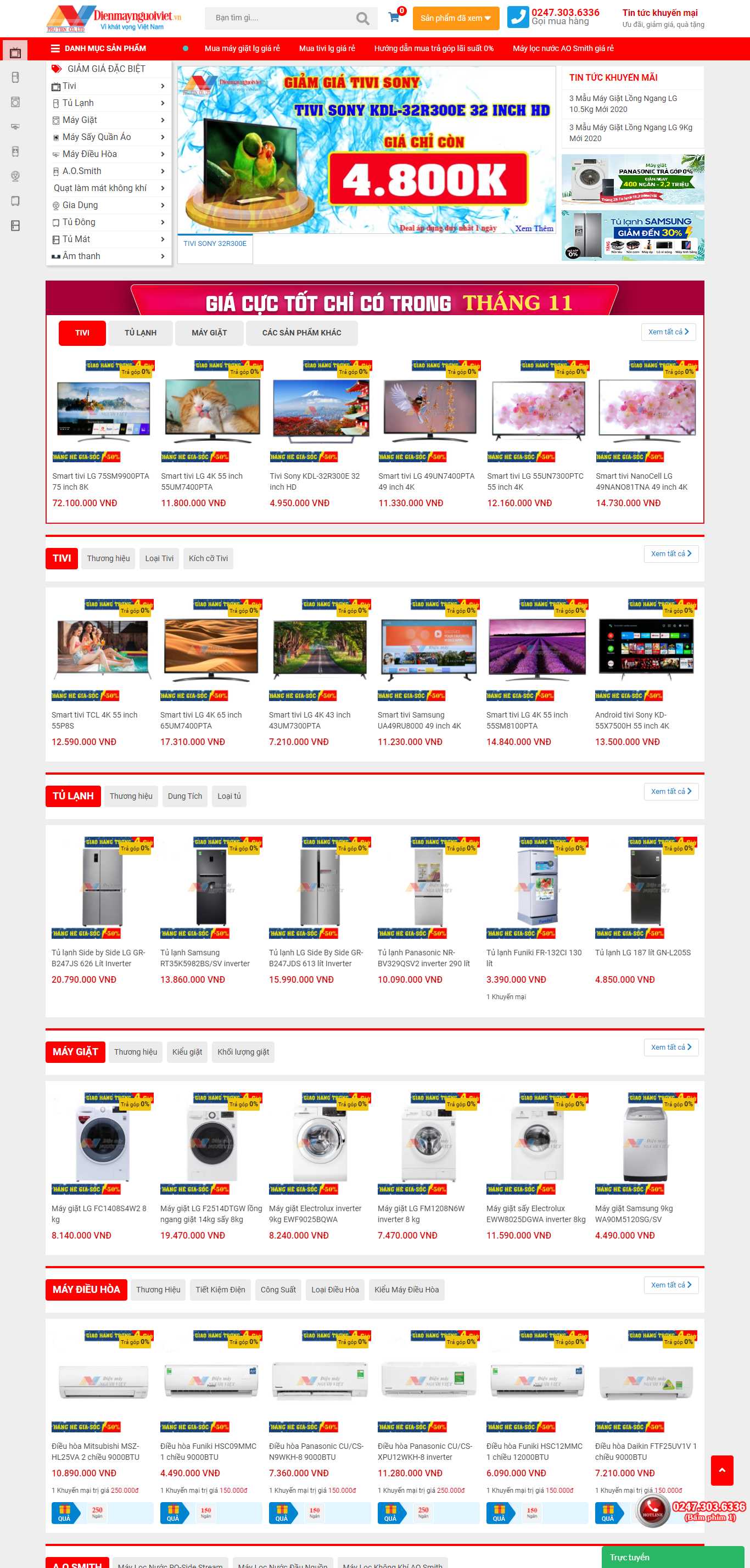 Thiết kế Website web điện máy - dienmaynguoivietvn