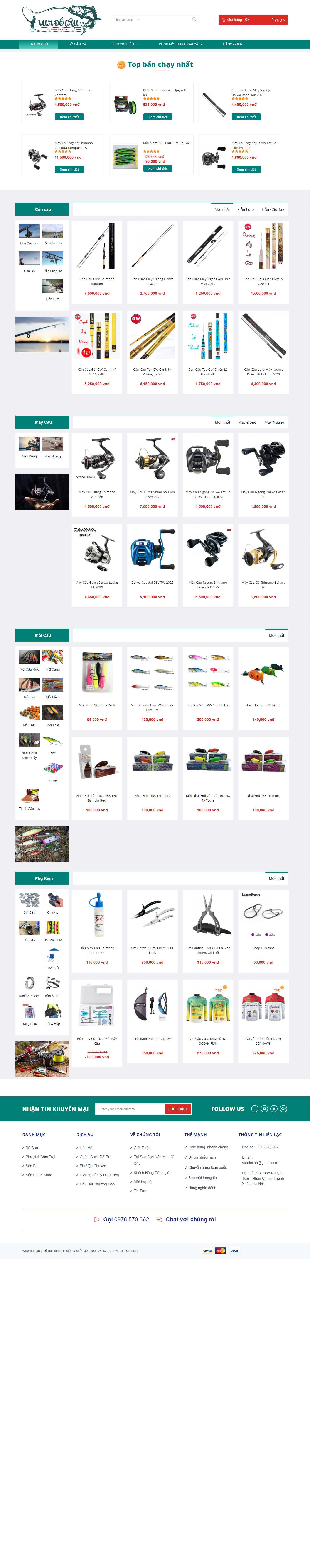 Thiết kế Website web đồ câu cá - vuadocaucom