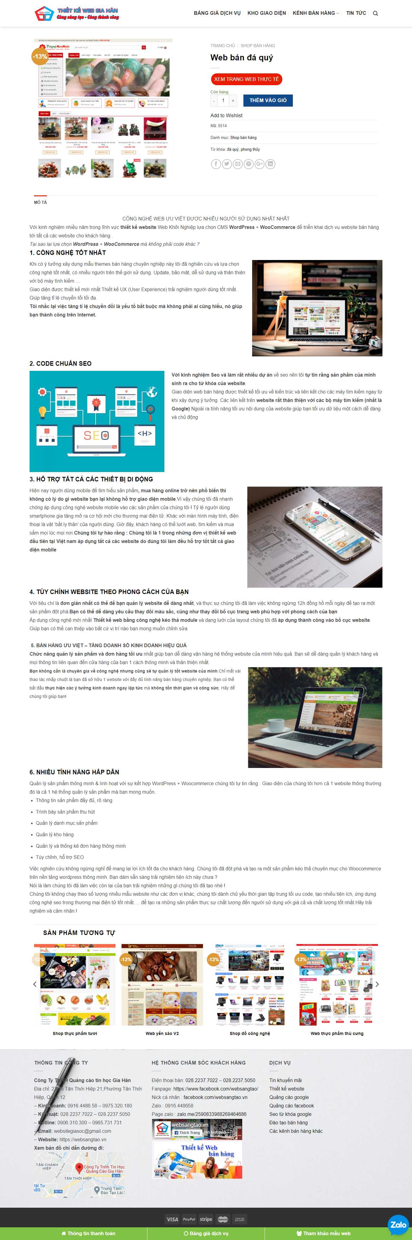 Thiết kế Website web đá quý - websangtaovn