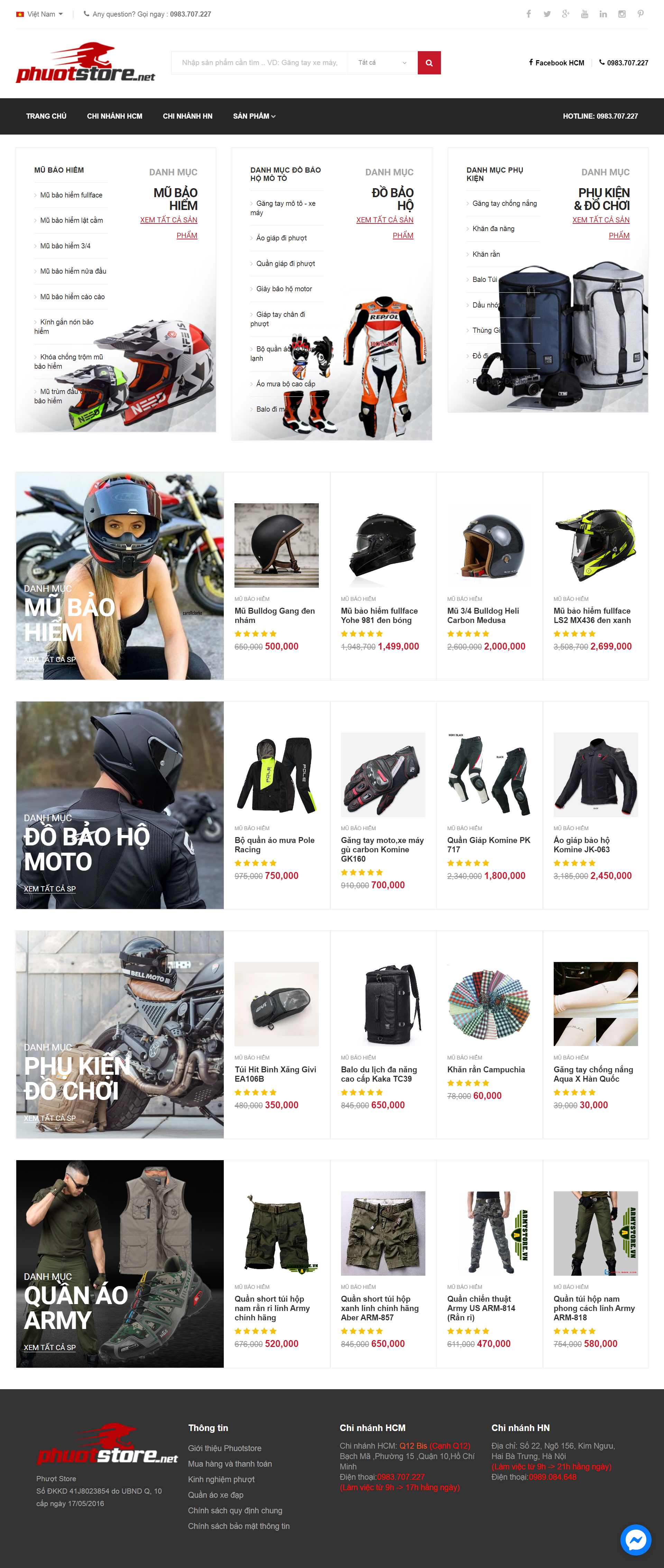Thiết kế Website web bán đồ phượt - phuotstorenet