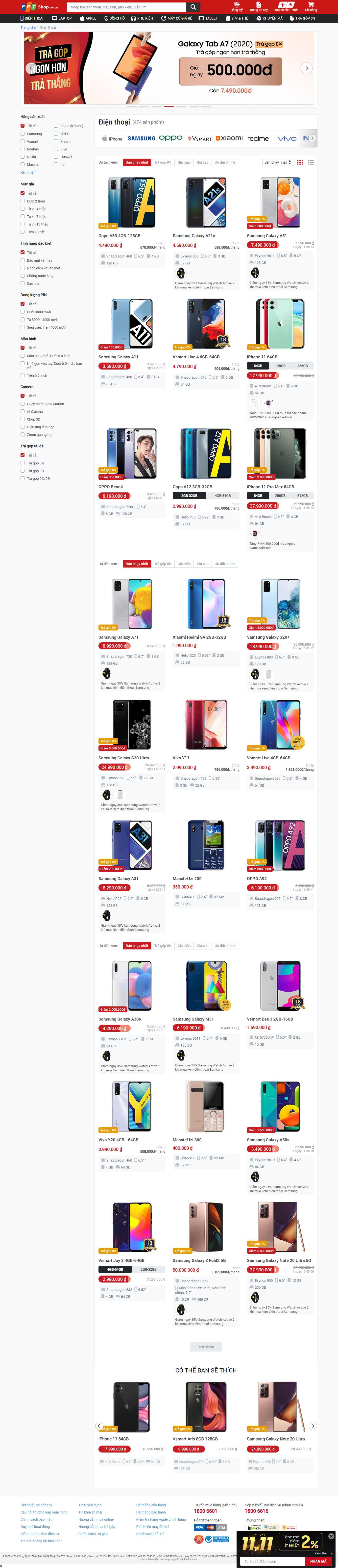 Thiết kế Website web bán điện thoại - fptshopcomvn