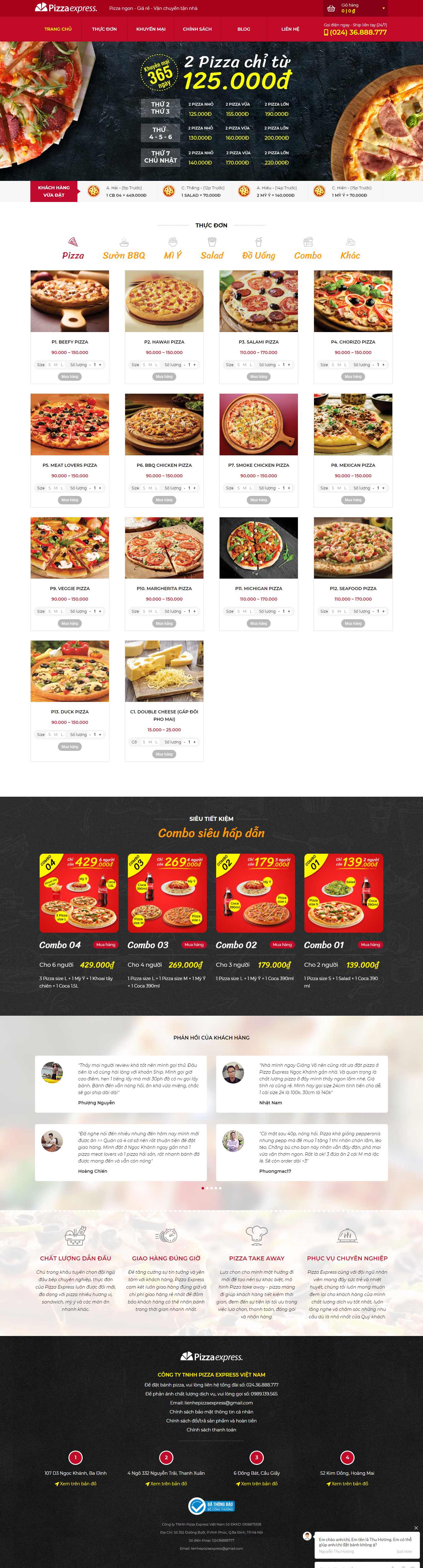 Thiết kế Website web bánh pizza - wwwpizzaexpressvn