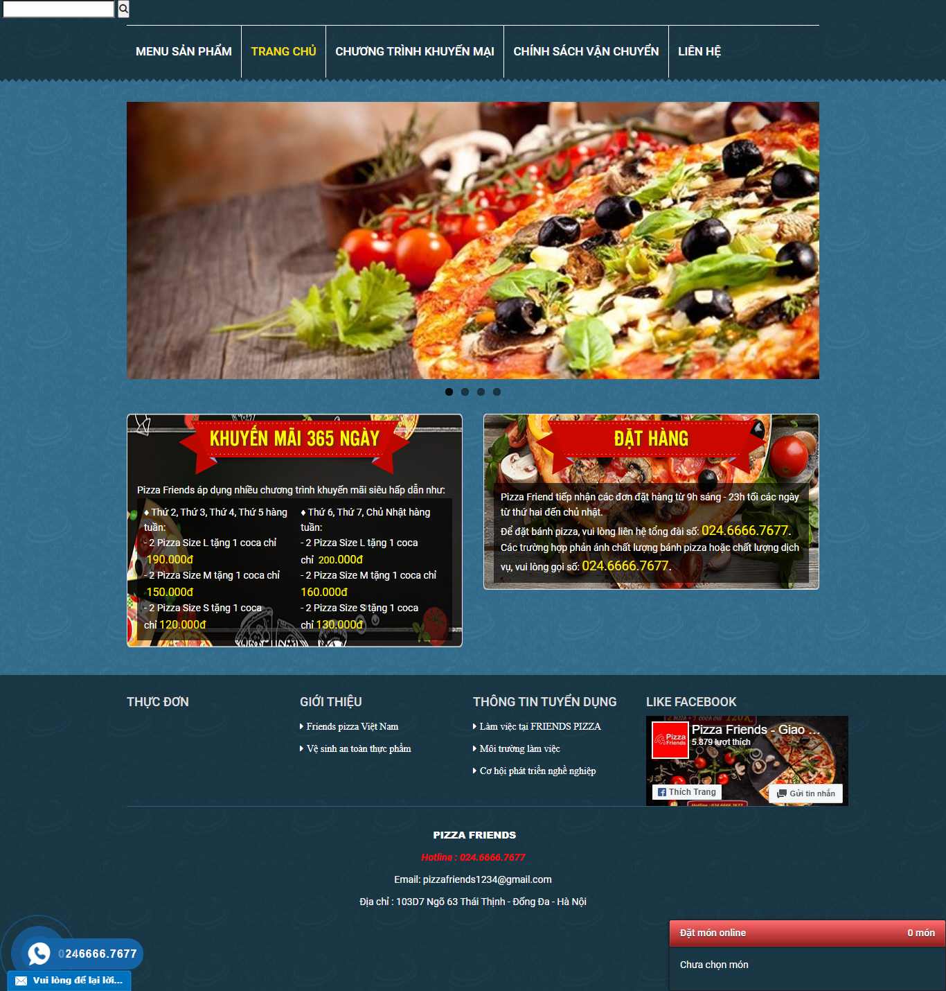 Thiết kế Website web bánh pizza - pizzafriendshncom