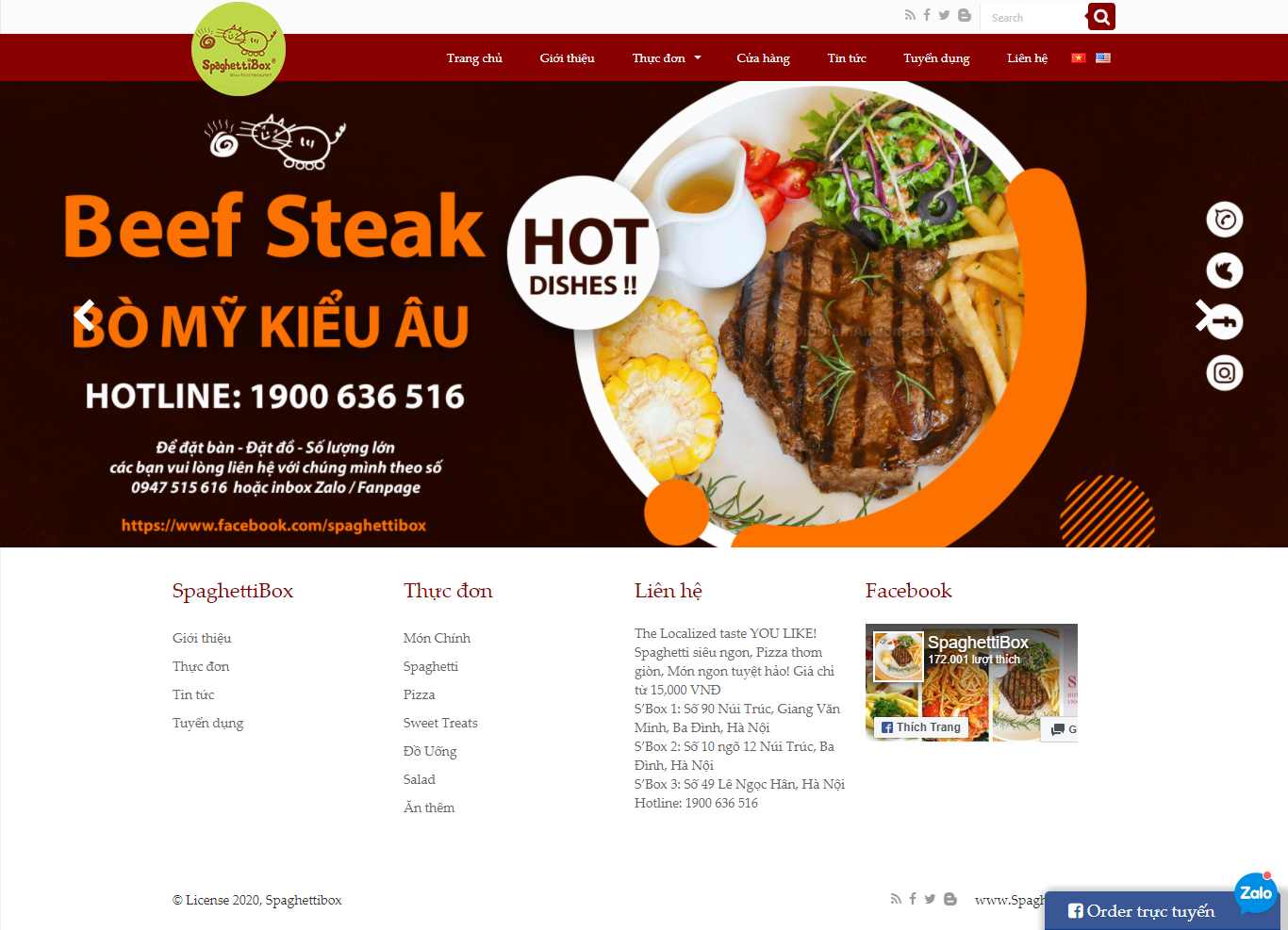 Thiết kế Website web ẩm thực - spaghettiboxcom