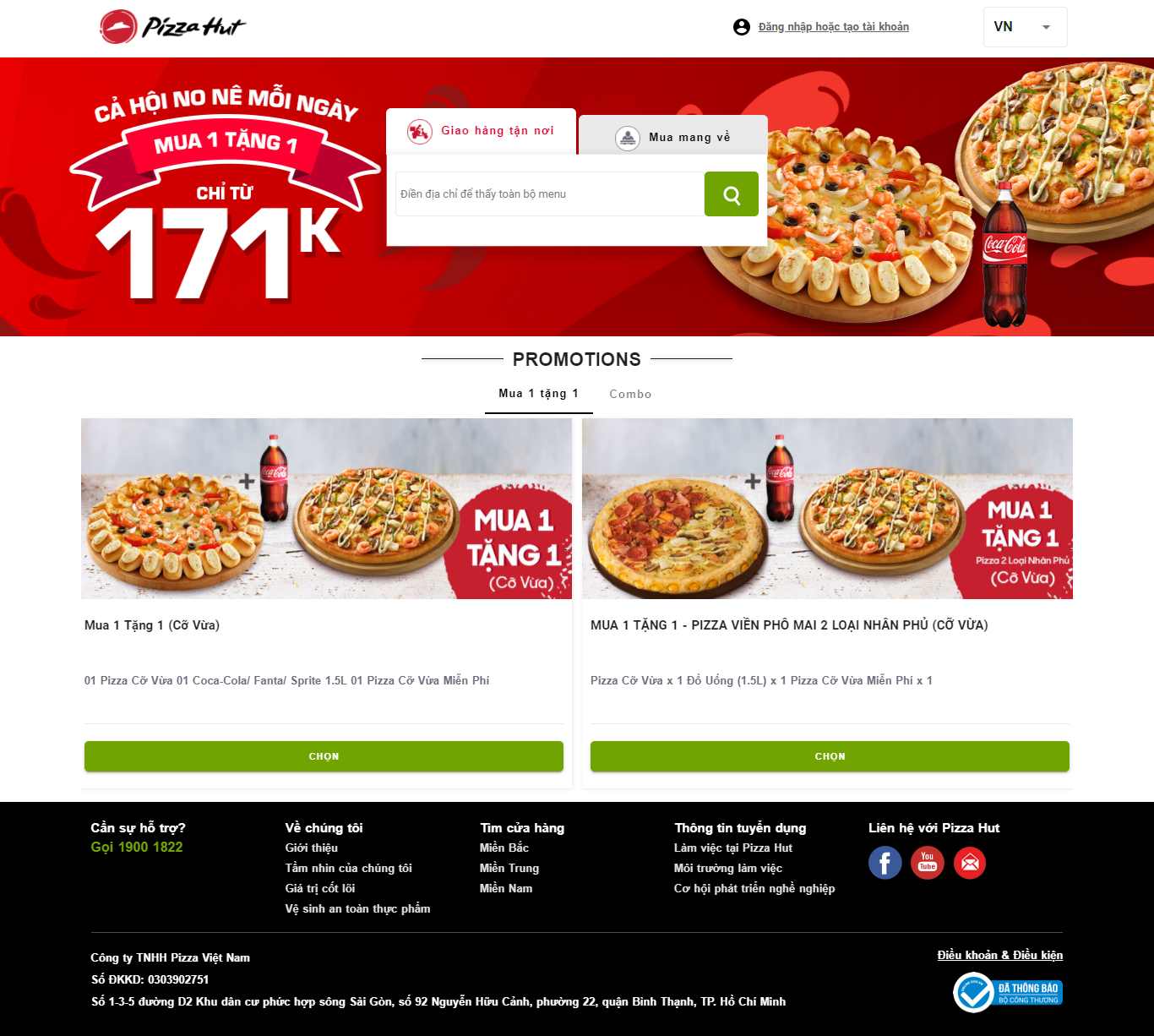 Thiết kế Website web bánh pizza - pizzahutvn
