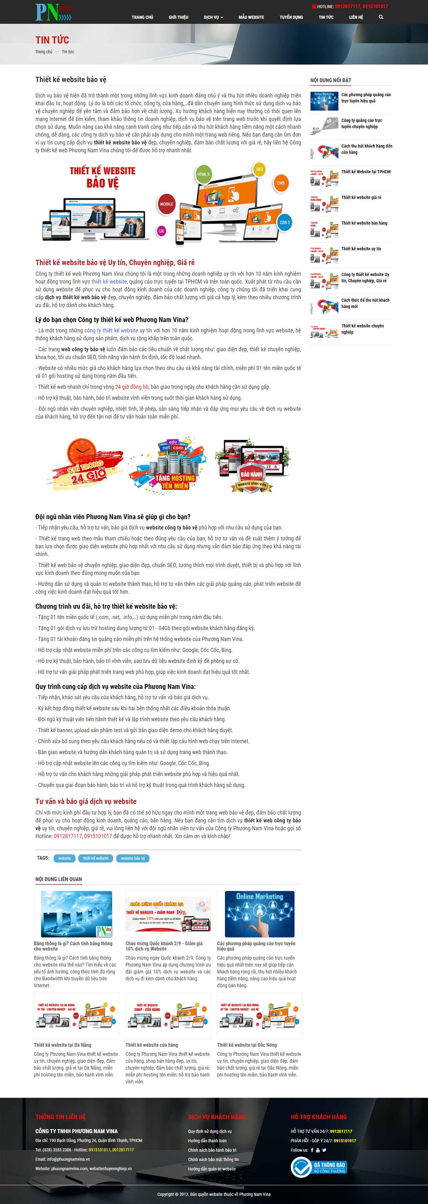 Thiết kế Website web bảo vệ - phuongnamvinacom