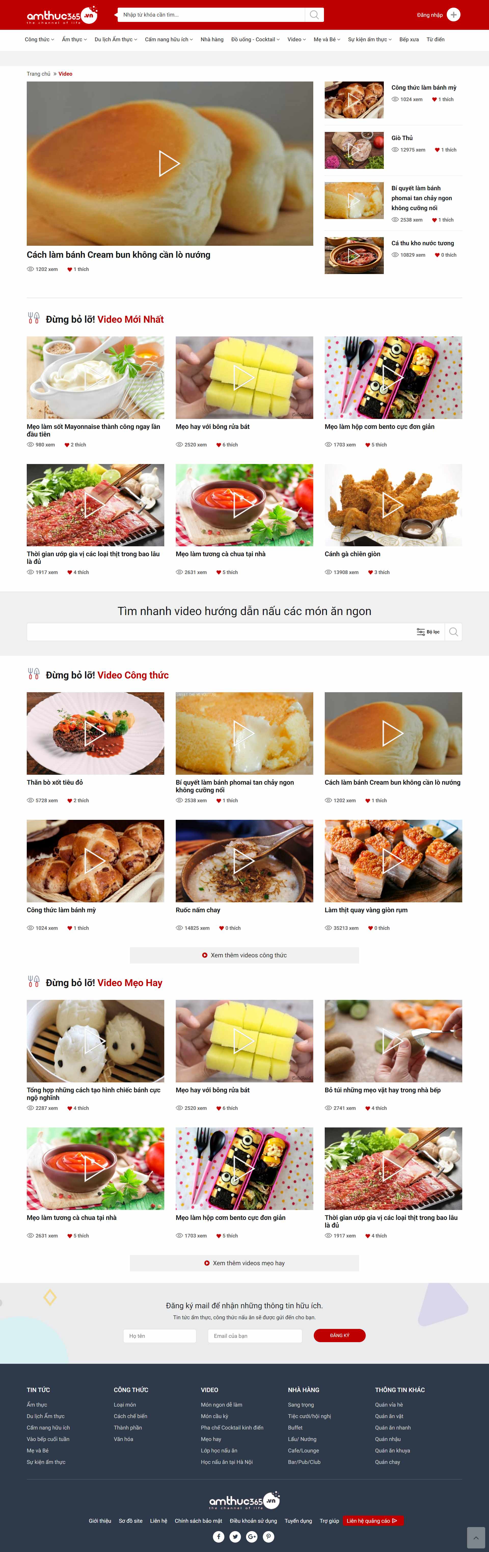 Thiết kế Website web ẩm thực - wwwamthuc365vn