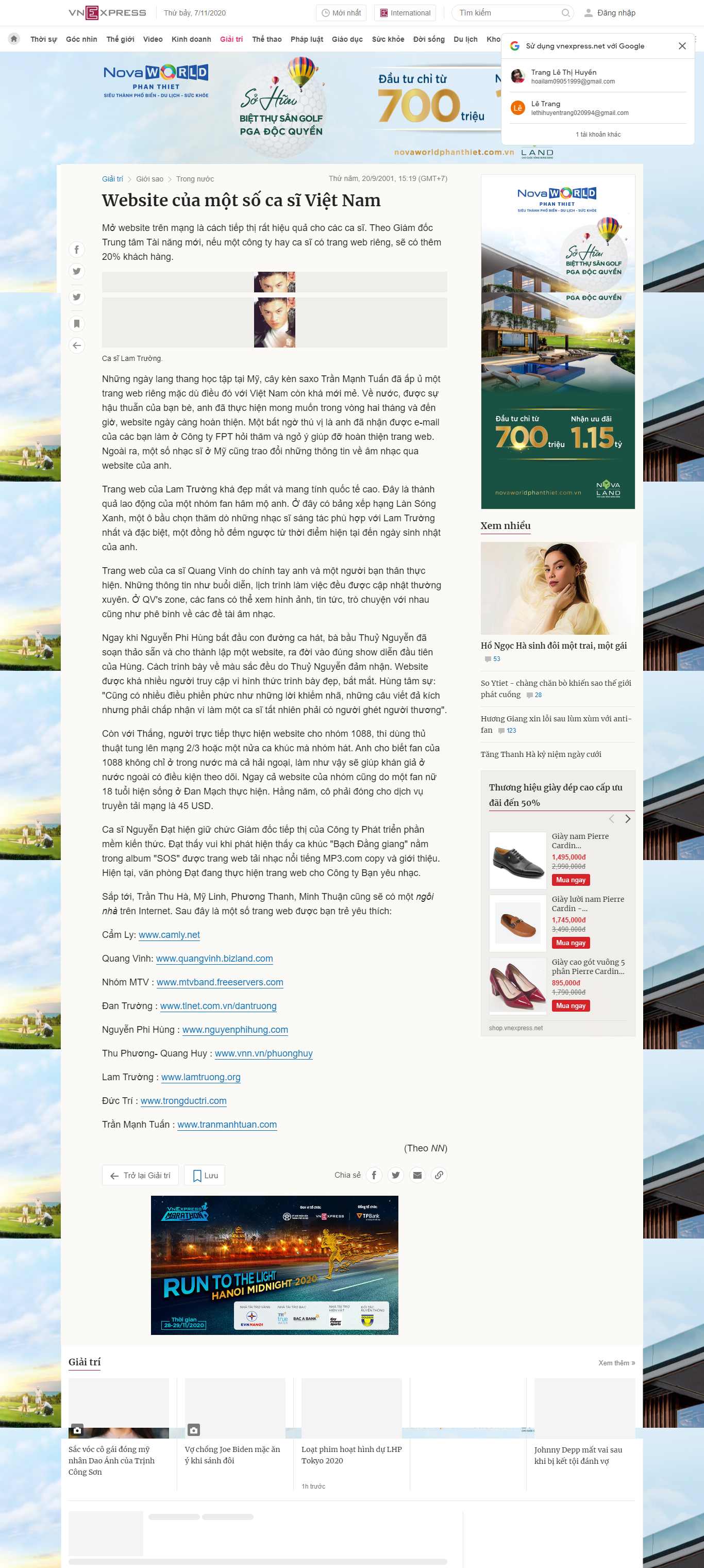 Thiết kế Website web ca sĩ - vnexpressnet