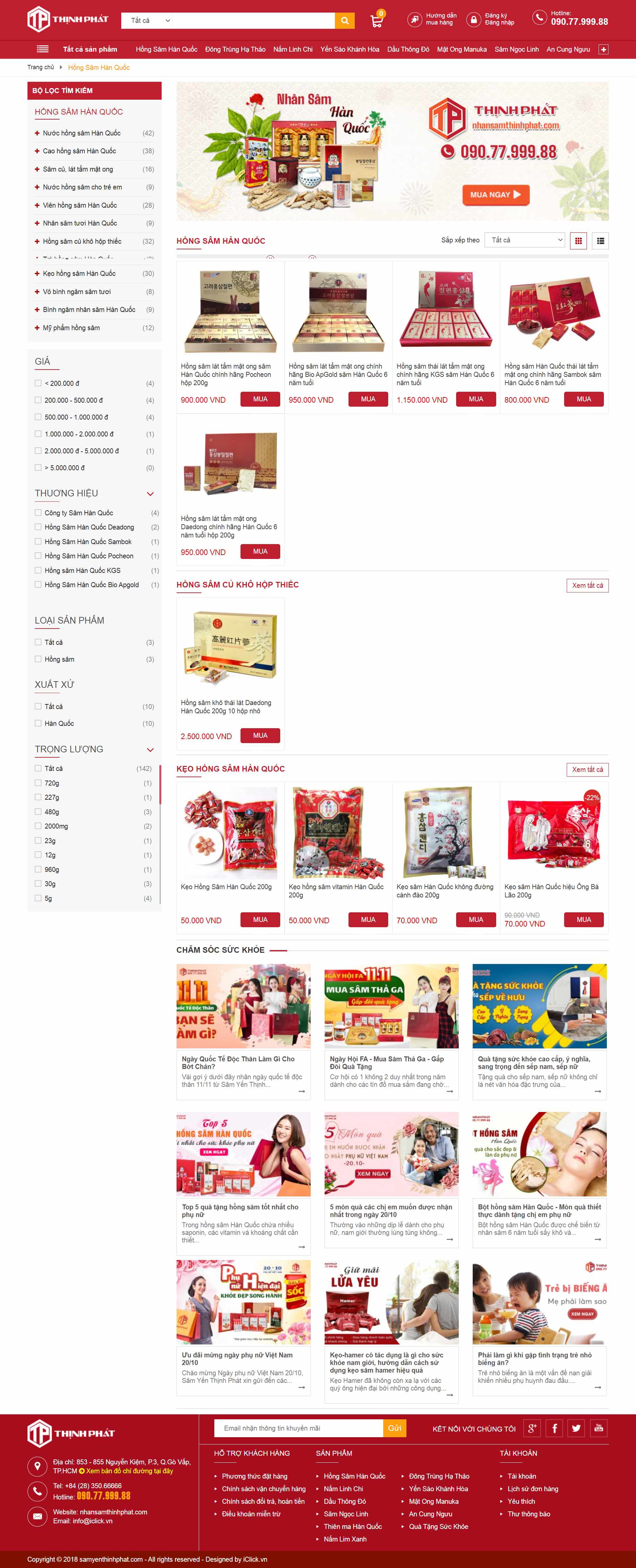 Thiết kế Website web bán nhân sâm - nhansamthinhphatcom