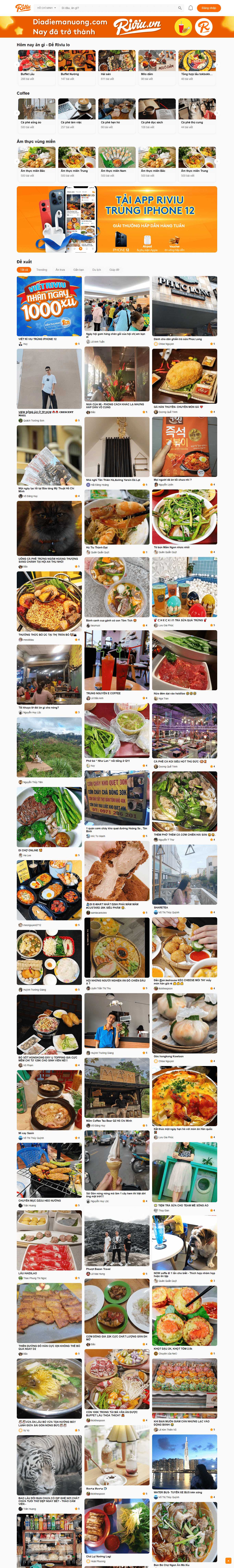 Thiết kế Website web ẩm thực - riviuvn