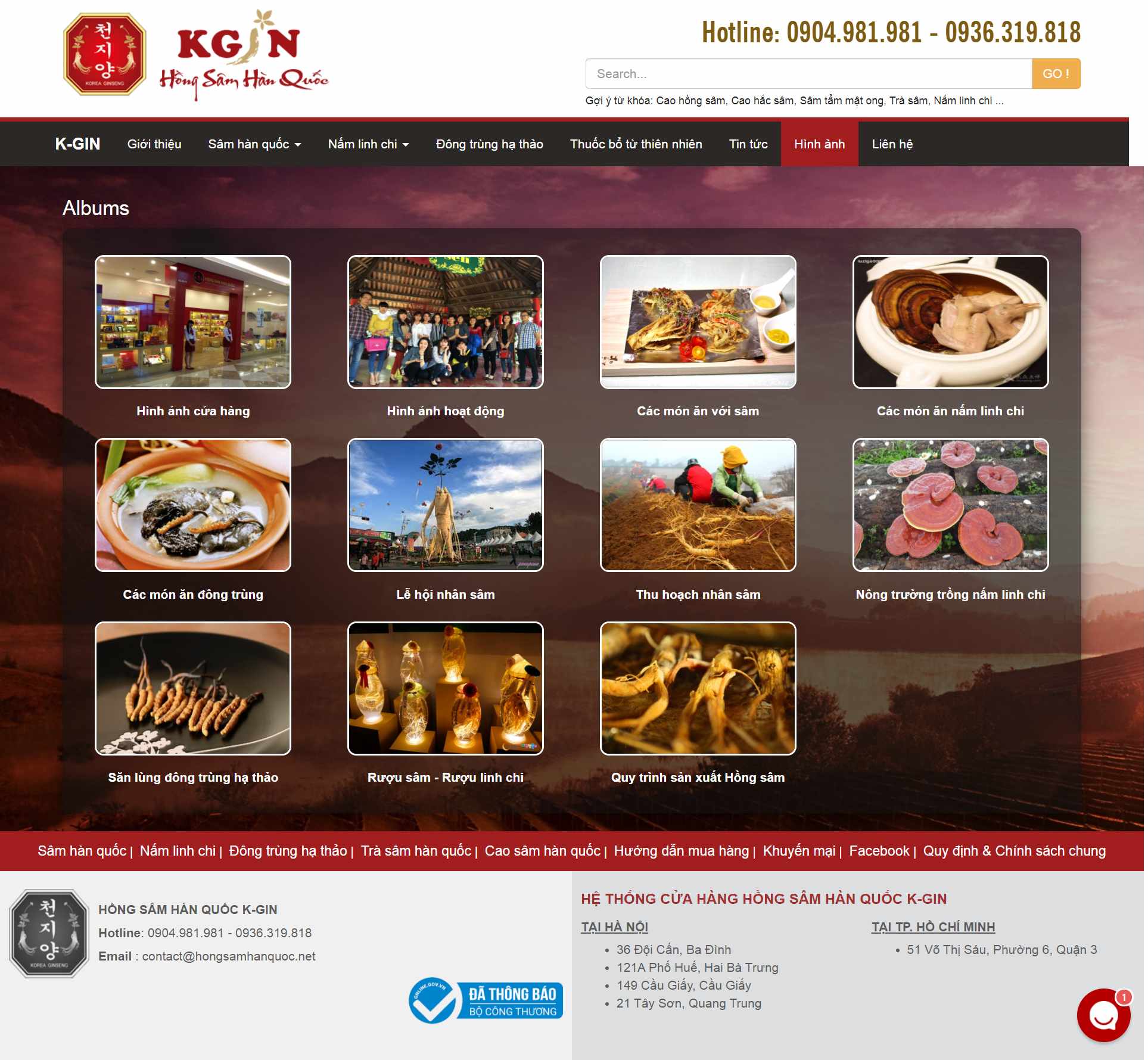 Thiết kế Website web bán nhân sâm - hongsamhanquocnet