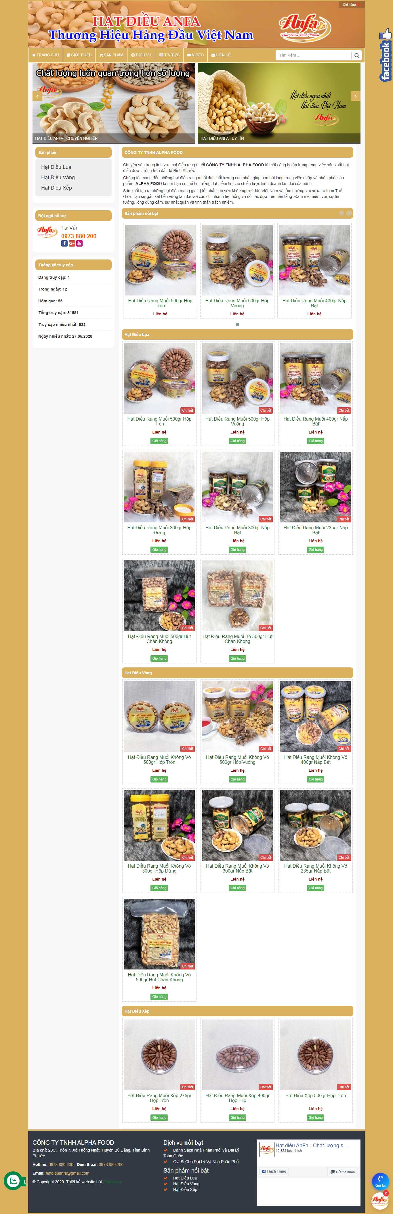 [vinanuts] Thiết kế Website web bán hạt điều - hatdieuanfacom