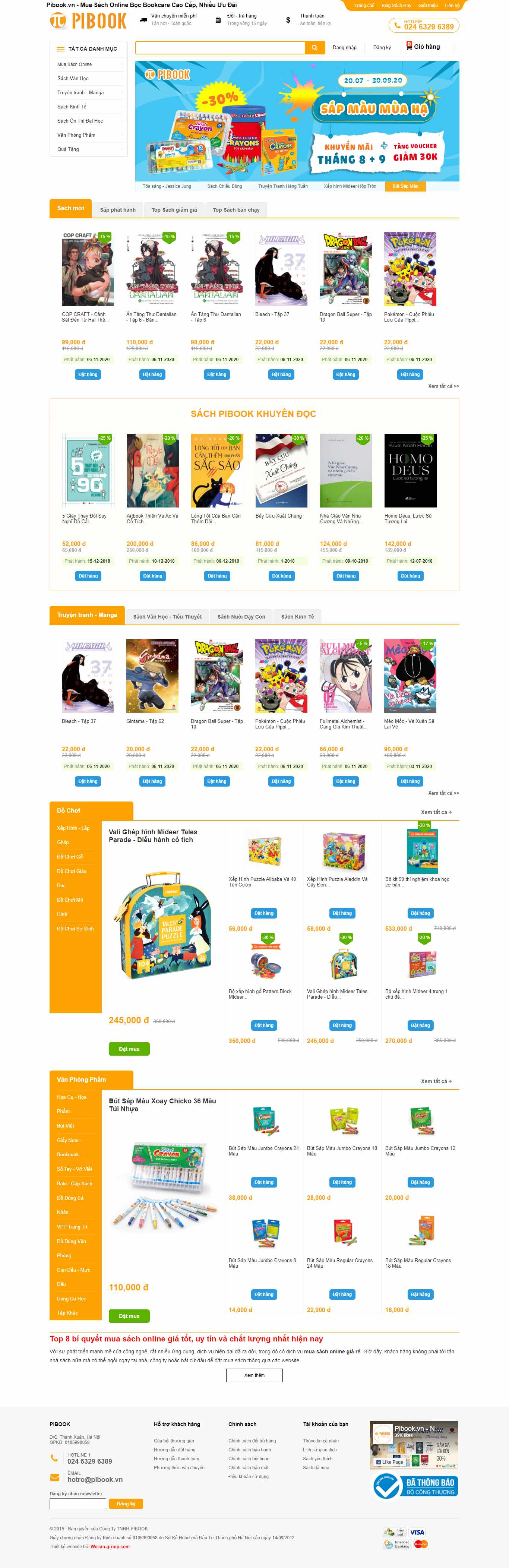 Thiết kế Website web bán sách - pibookvn