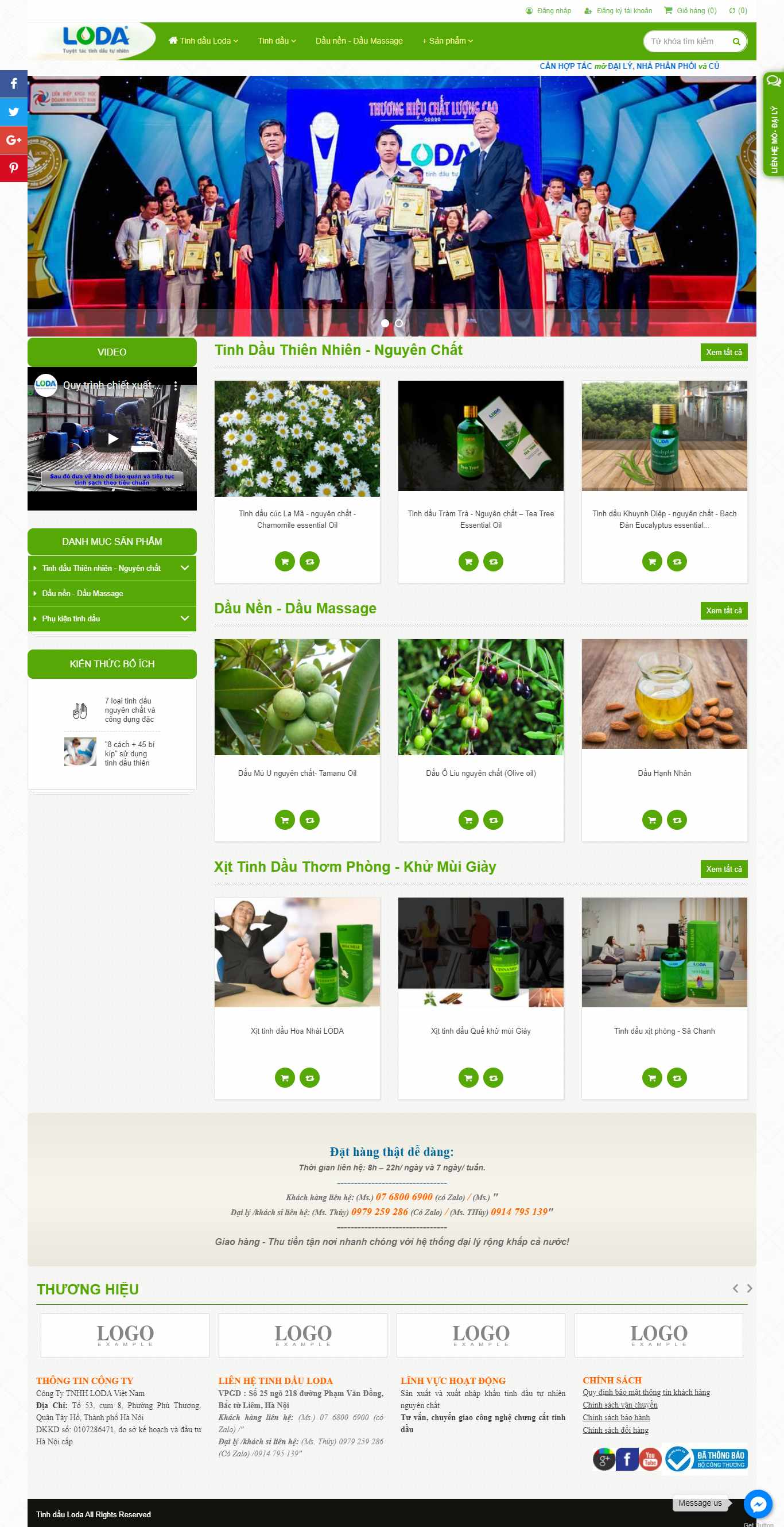 Thiết kế Website web bán tinh dầu - tinhdaulodavn