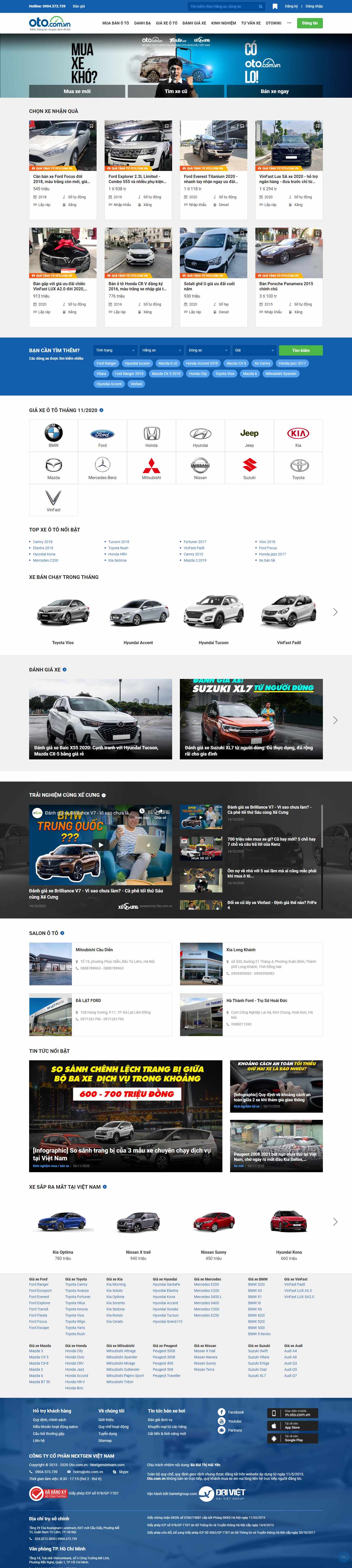 Thiết kế Website web bán xe hơi - otocomvn