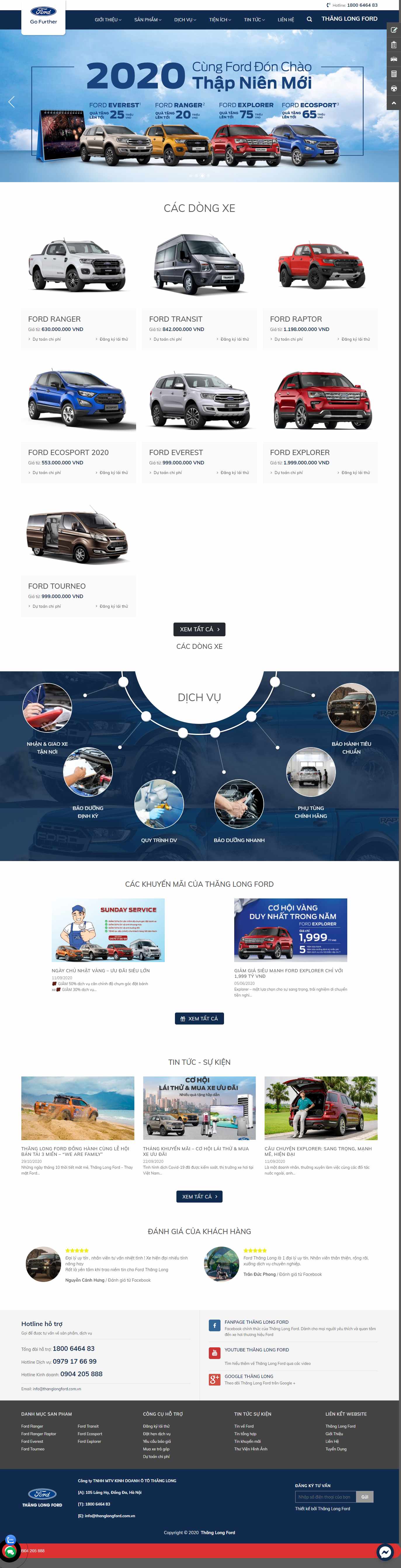 Thiết kế Website web bán xe hơi - thanglongfordcomvn