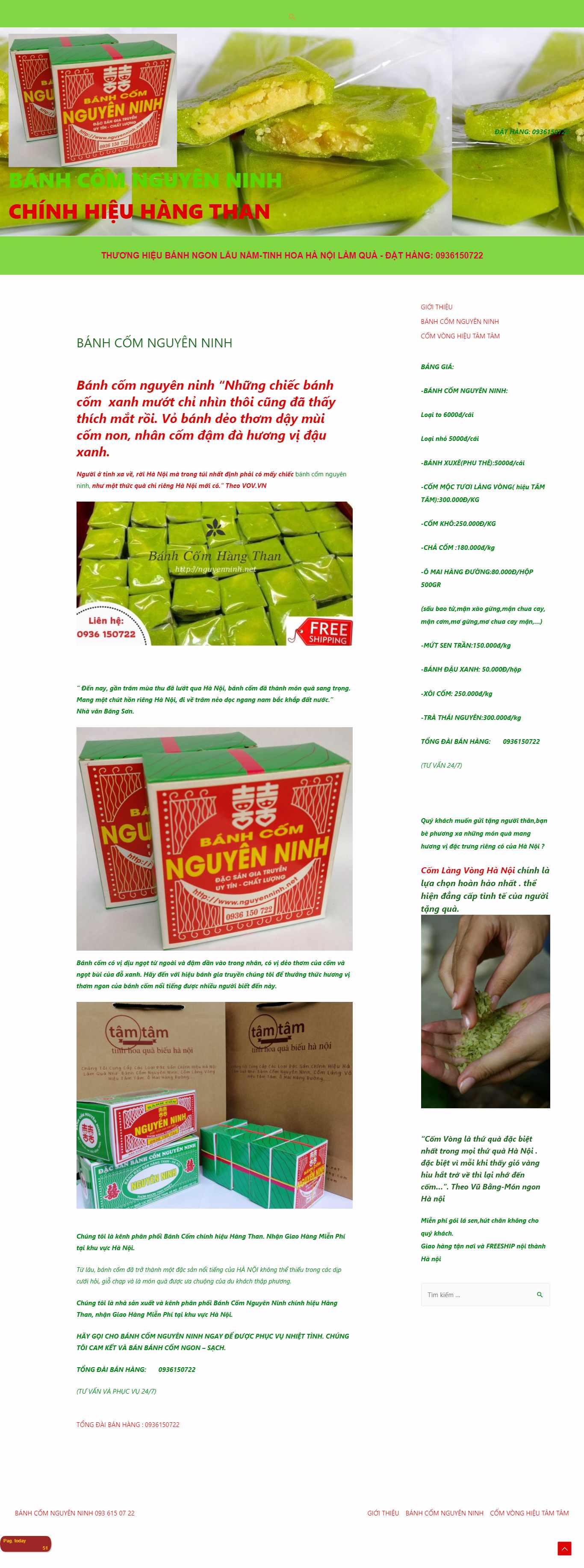 Thiết kế Website web bánh cốm - wwwnguyenninhnet