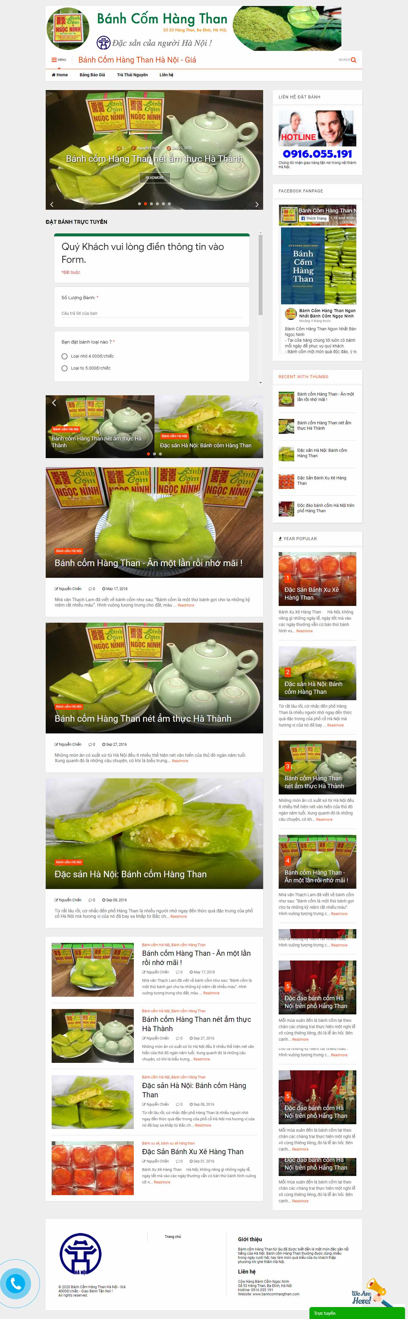 Thiết kế Website web bánh cốm - wwwbanhcomhangthancom