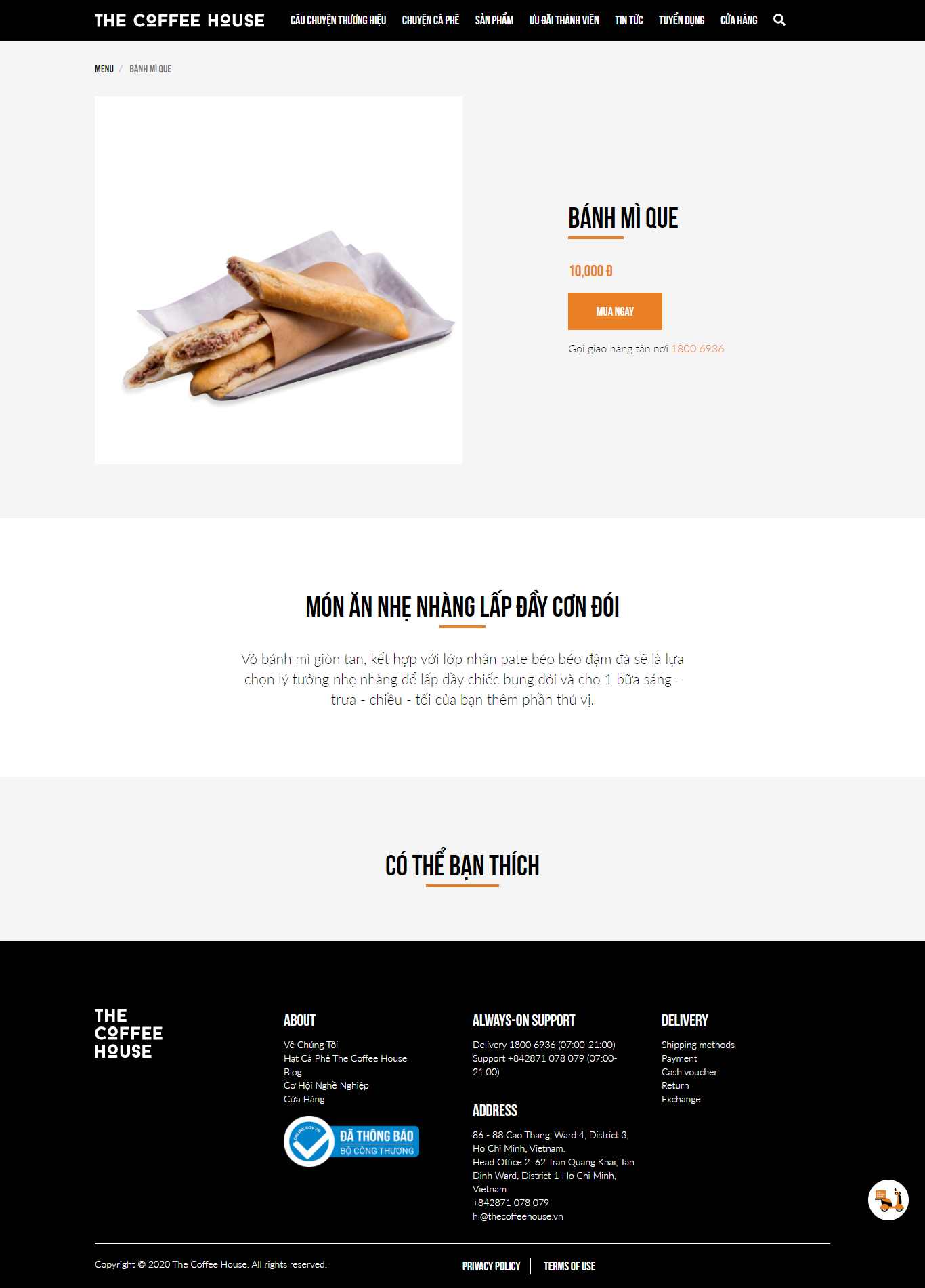 Thiết kế Website web bánh mì que - wwwthecoffeehousecom