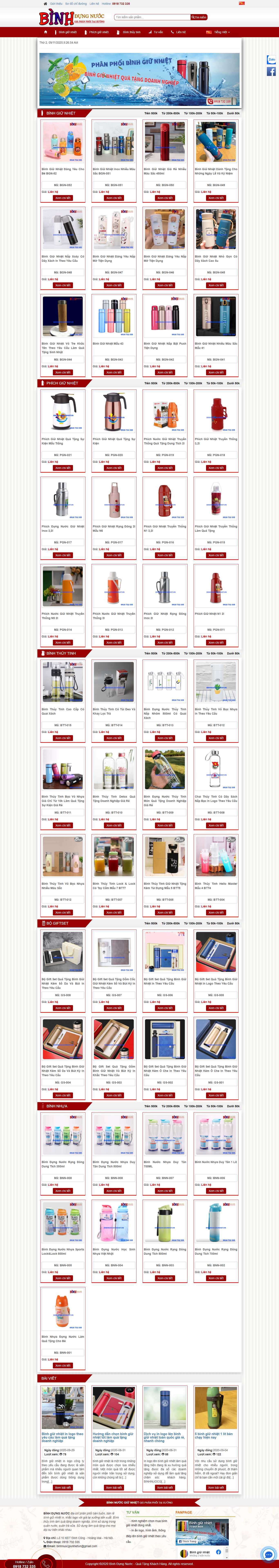 Thiết kế Website web bình giữ nhiệt - binhnuocgiunhietvn