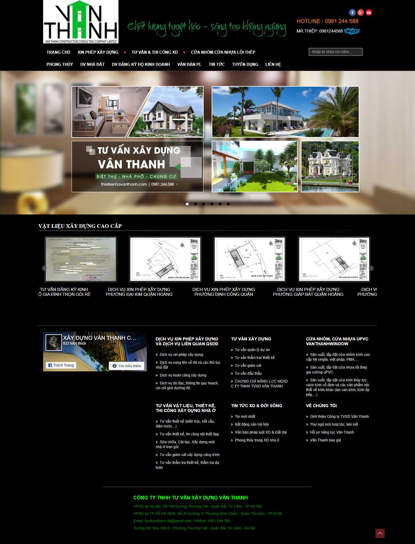 Thiết kế Website web công trình xây dựng - thietkenhavanthanhcom