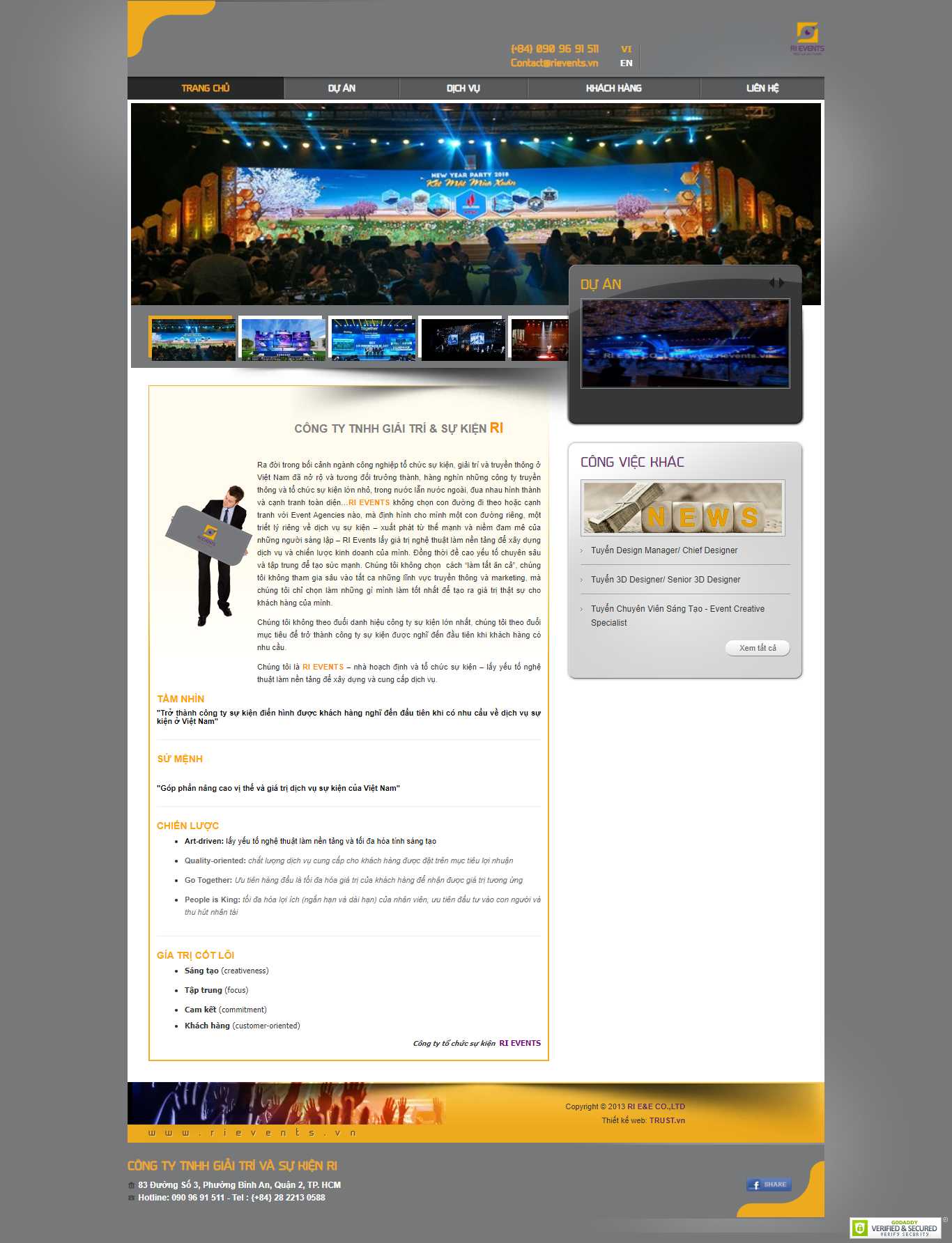 Thiết kế Website web công ty truyền thông - wwwrieventsvn