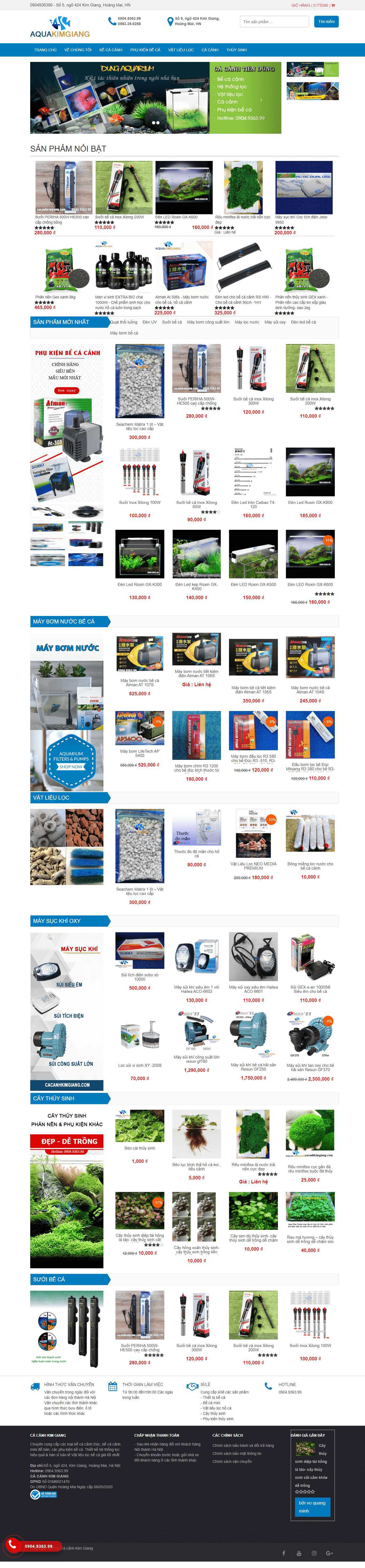 Thiết kế Website web cá cảnh - cacanhkimgiangcom