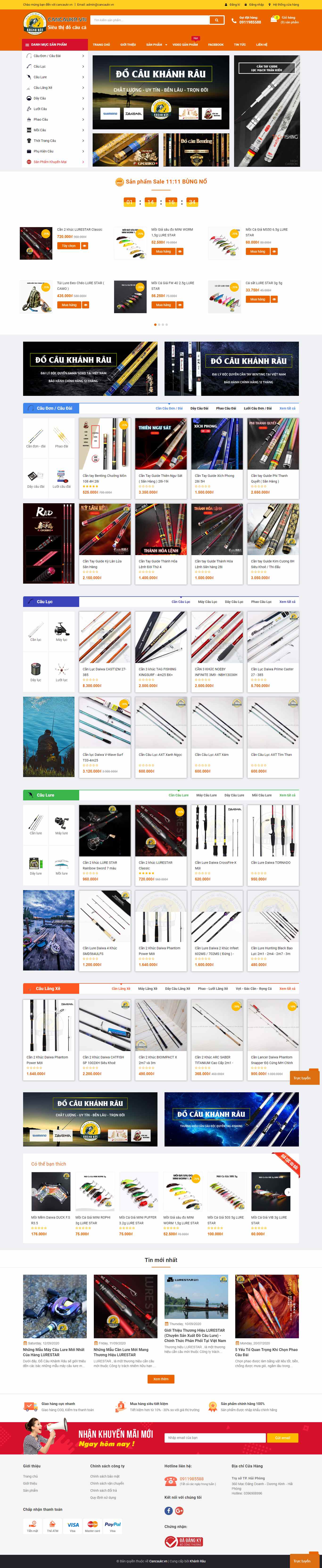 Thiết kế Website web cần câu cá - cancaukrvn