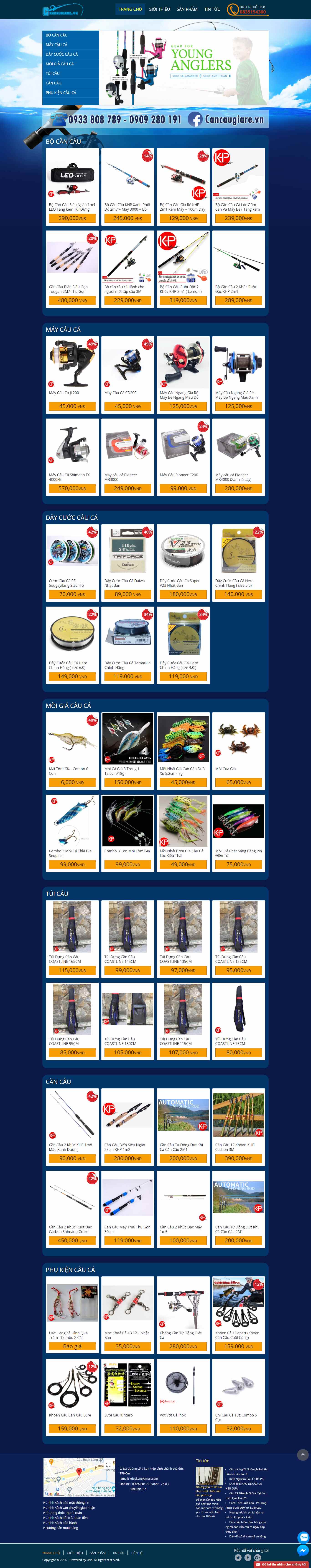 Thiết kế Website web cần câu cá - cancaugiarevn