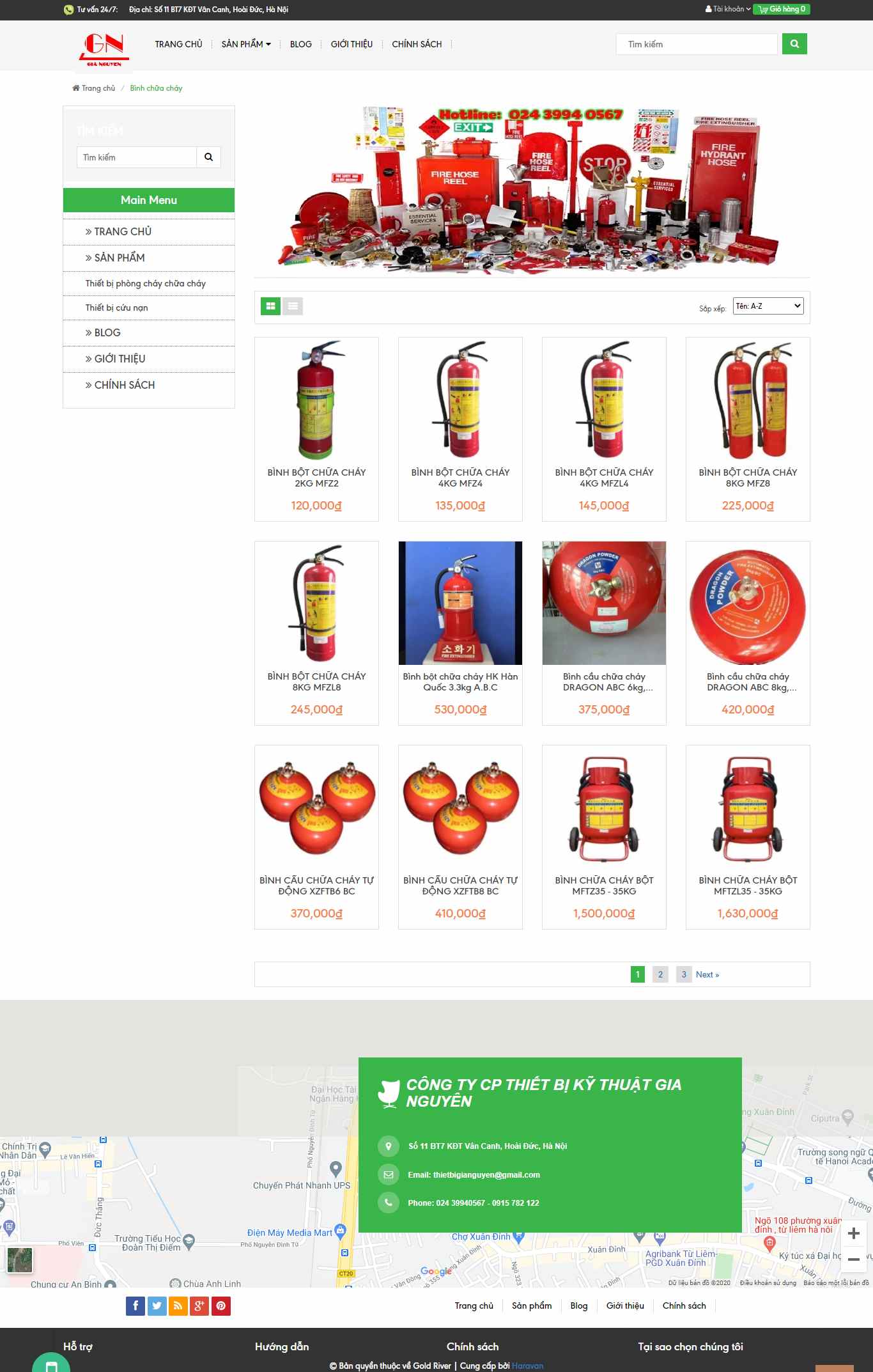 Thiết kế Website web chữa cháy - binhchuachaynet