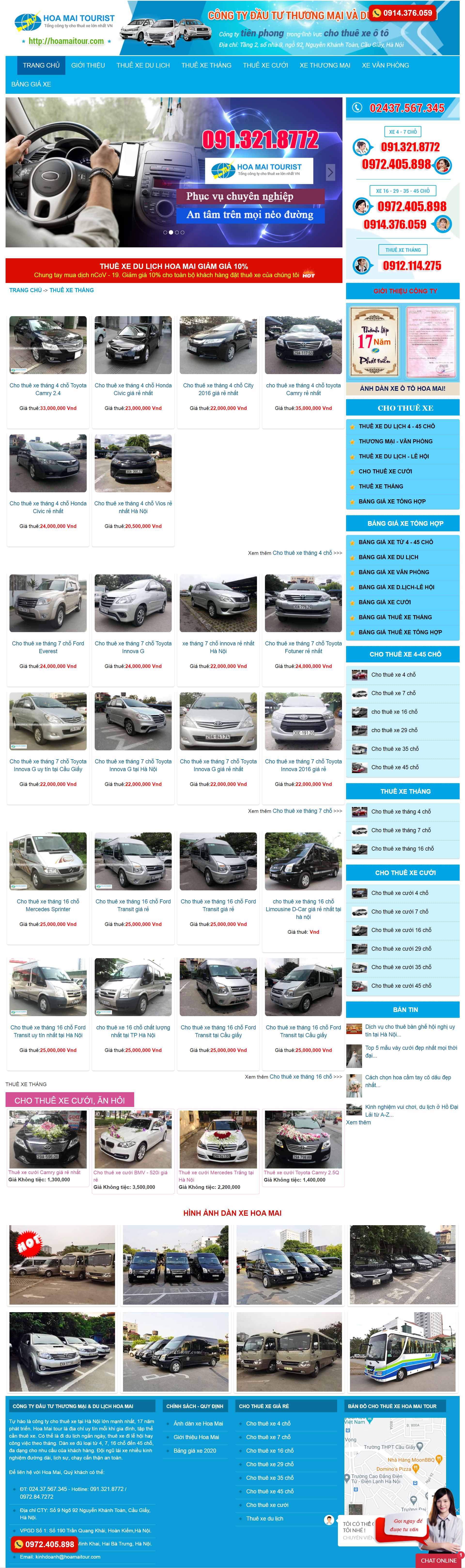 Thiết kế Website web cho thuê xe - hoamaitourcom