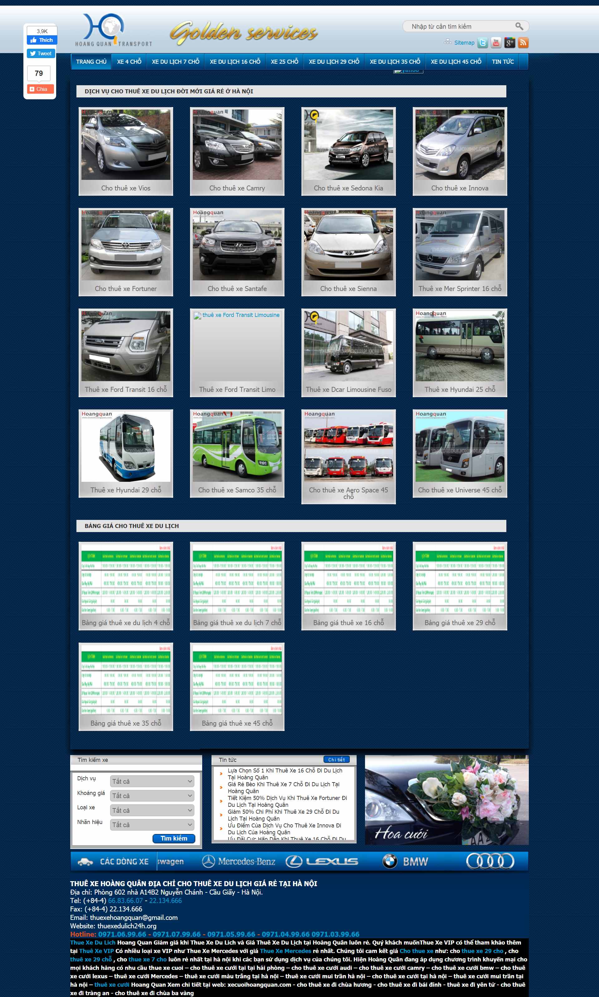 Thiết kế Website web cho thuê xe - thuexedulich24horg