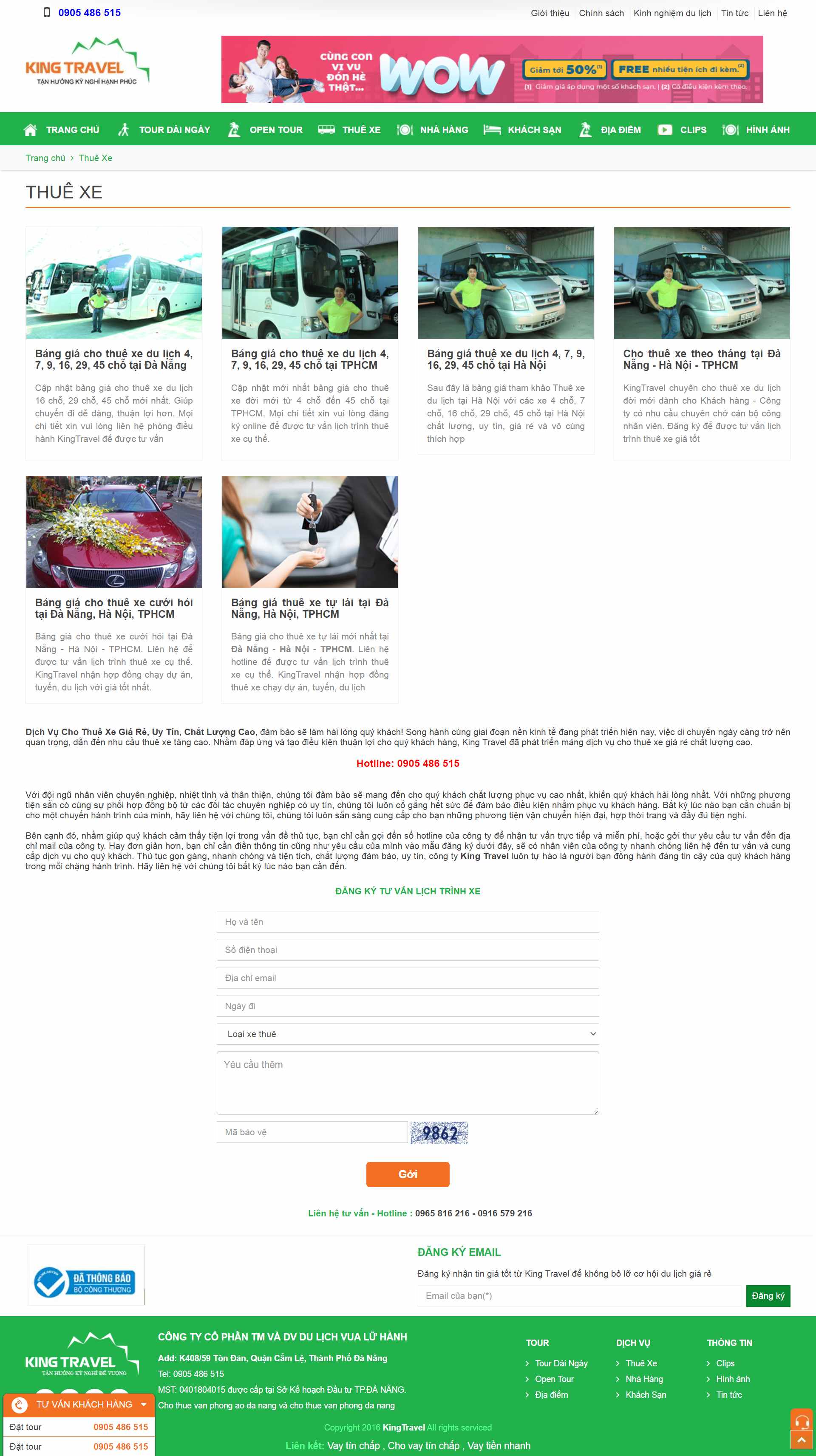 Thiết kế Website web cho thuê xe - kingtraveltv