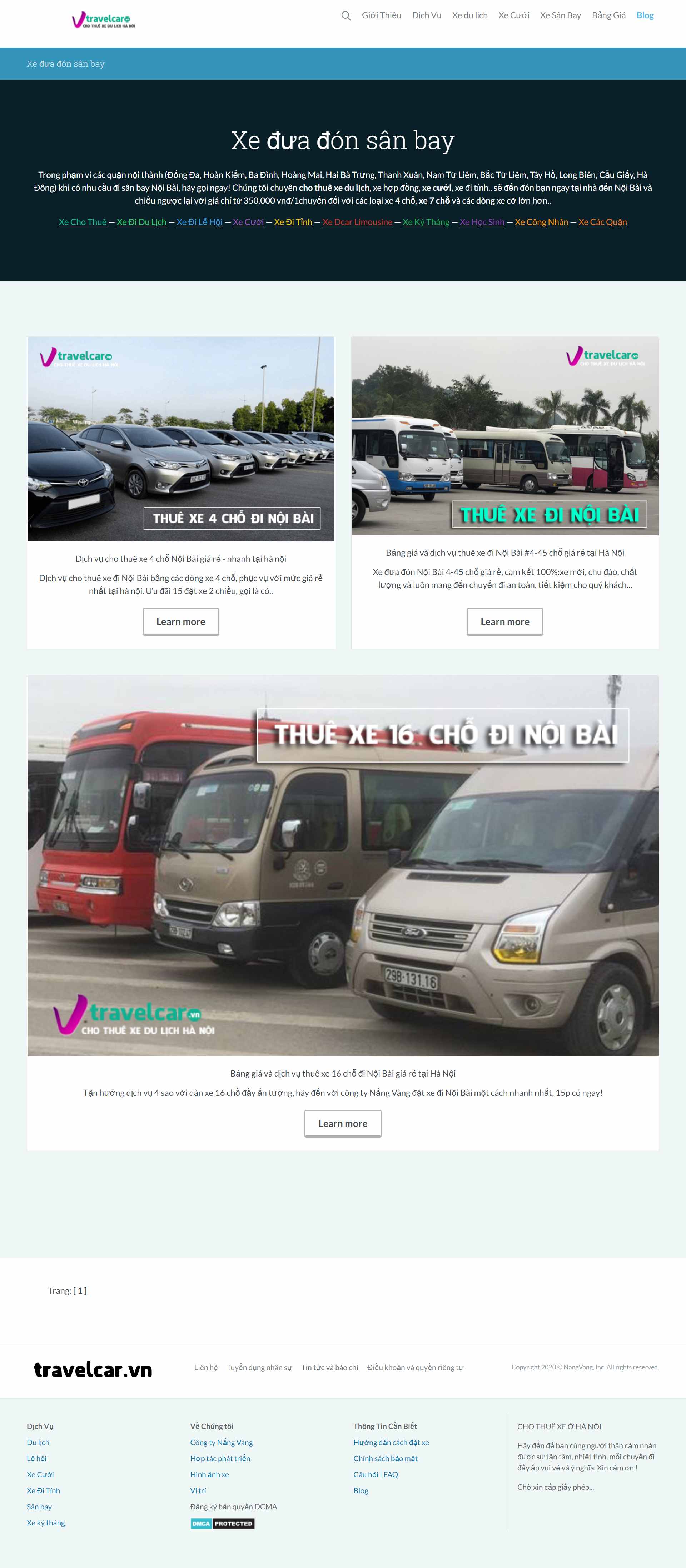 Thiết kế Website web cho thuê xe - travelcarvn